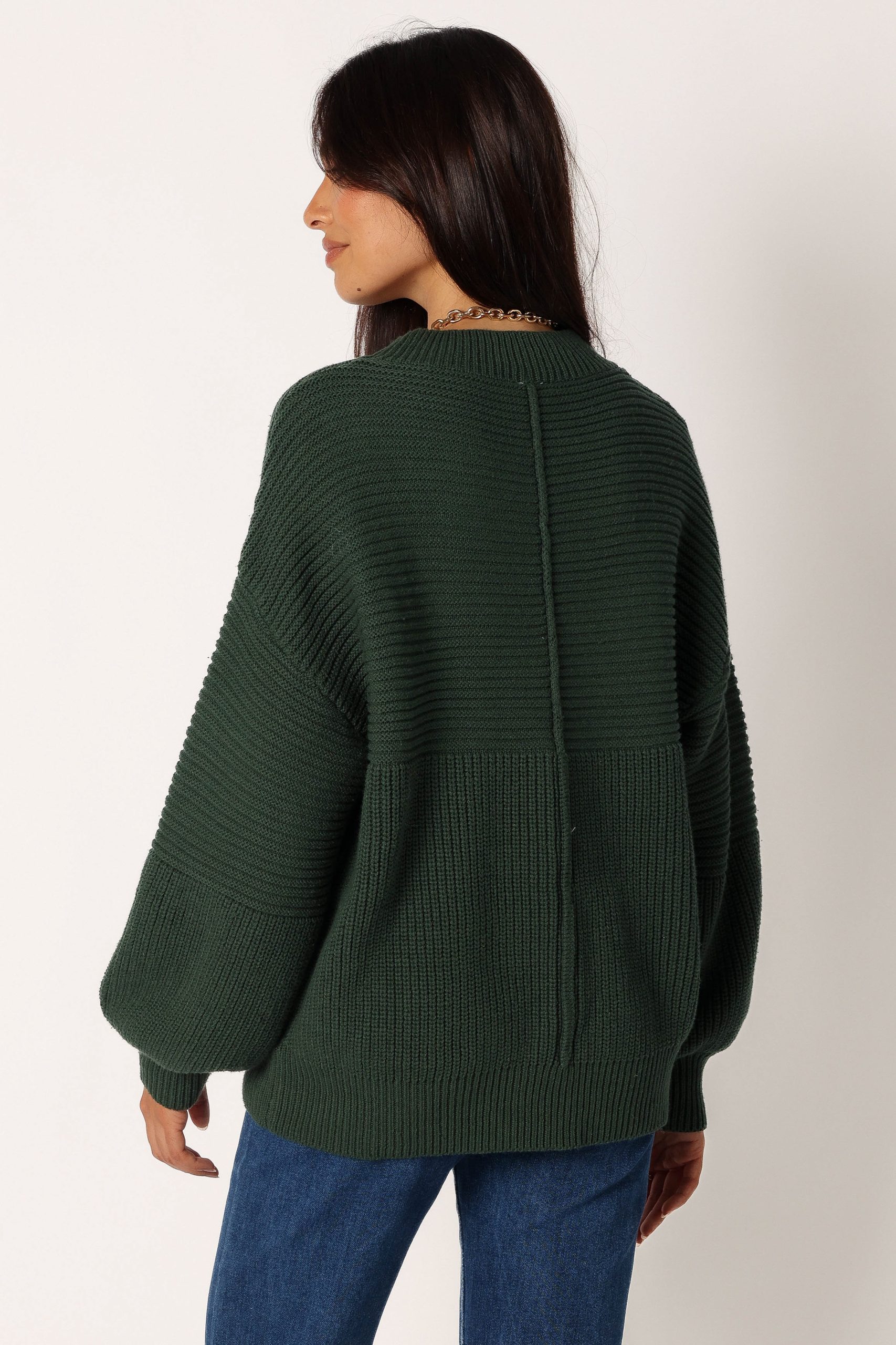 Meredith Ribbed Crewneck Knit Sweater - Green - Image 4