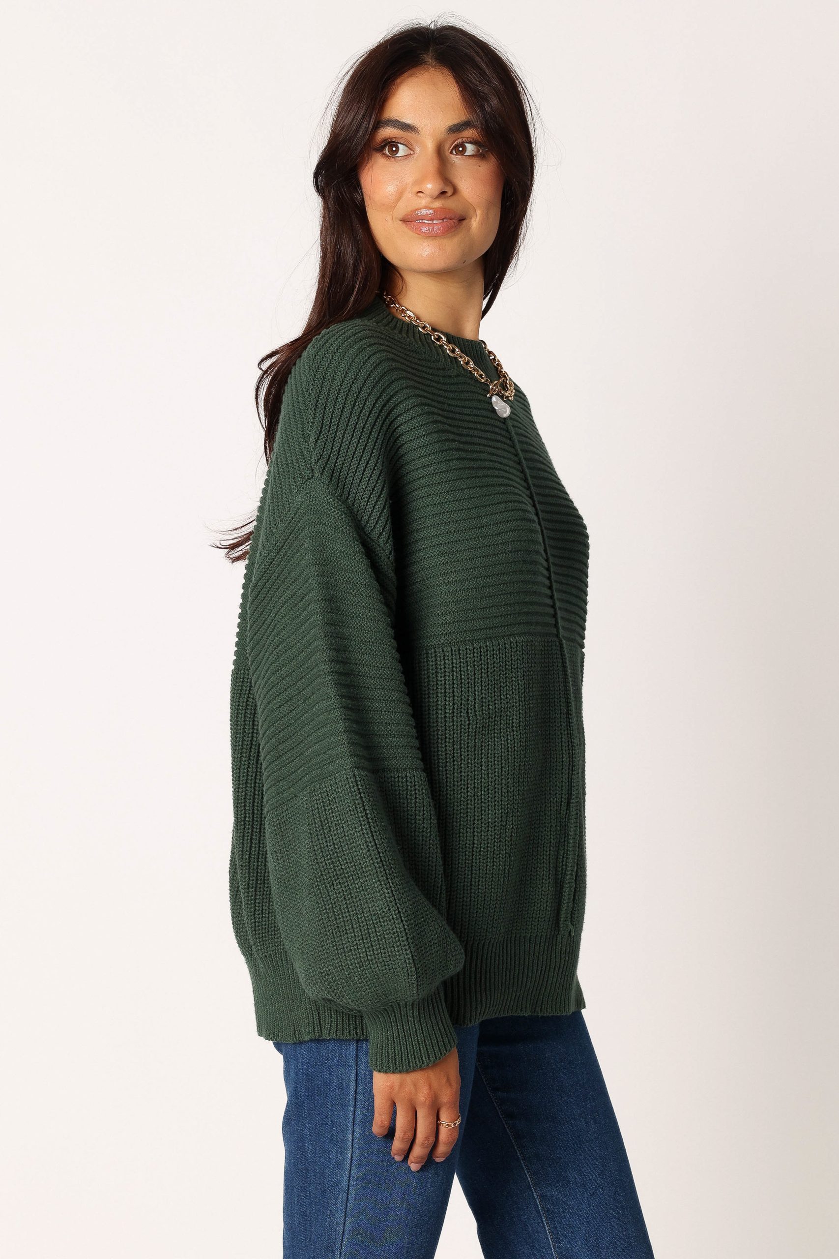 Meredith Ribbed Crewneck Knit Sweater - Green - Image 5