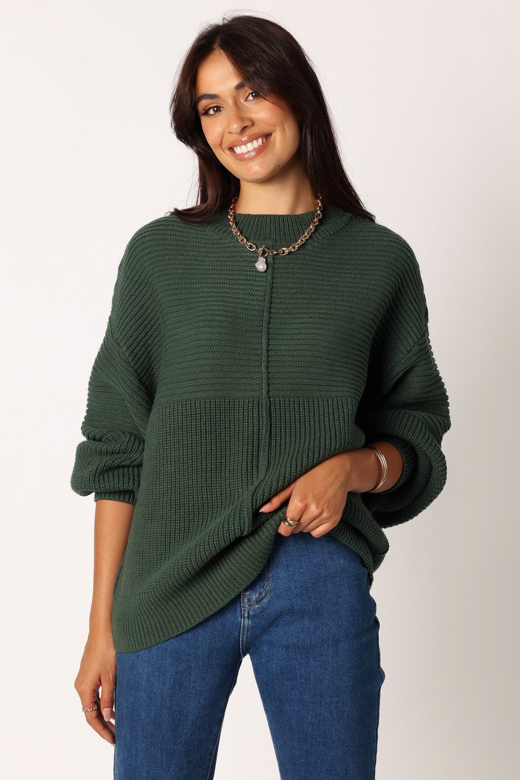 Meredith Ribbed Crewneck Knit Sweater - Green - Image 6