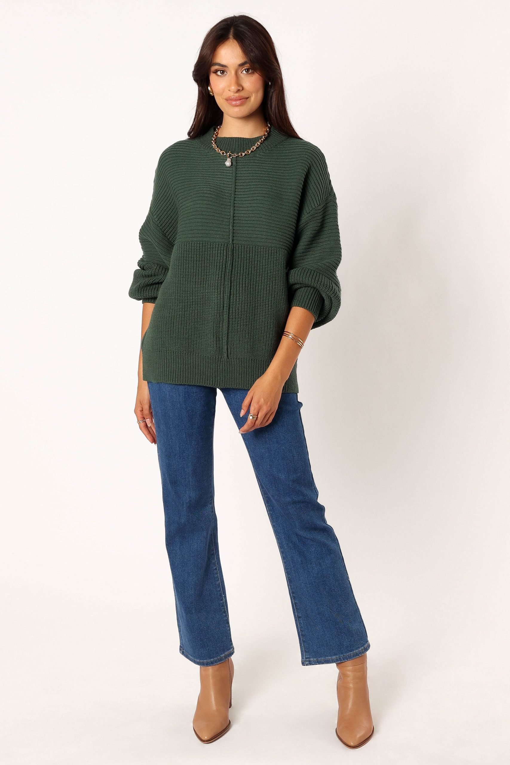 Meredith Ribbed Crewneck Knit Sweater - Green - Image 7