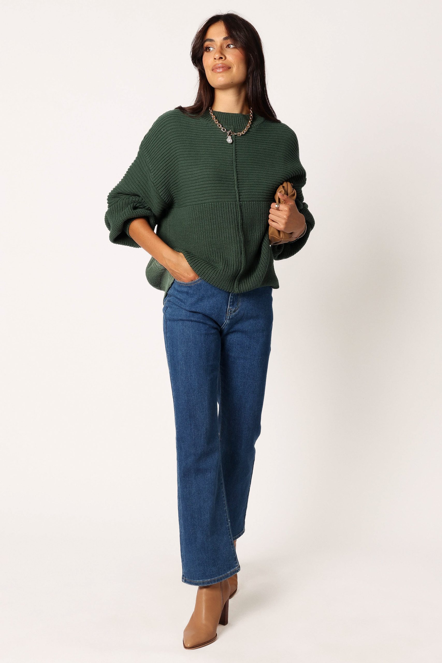 Meredith Ribbed Crewneck Knit Sweater - Green - Image 8