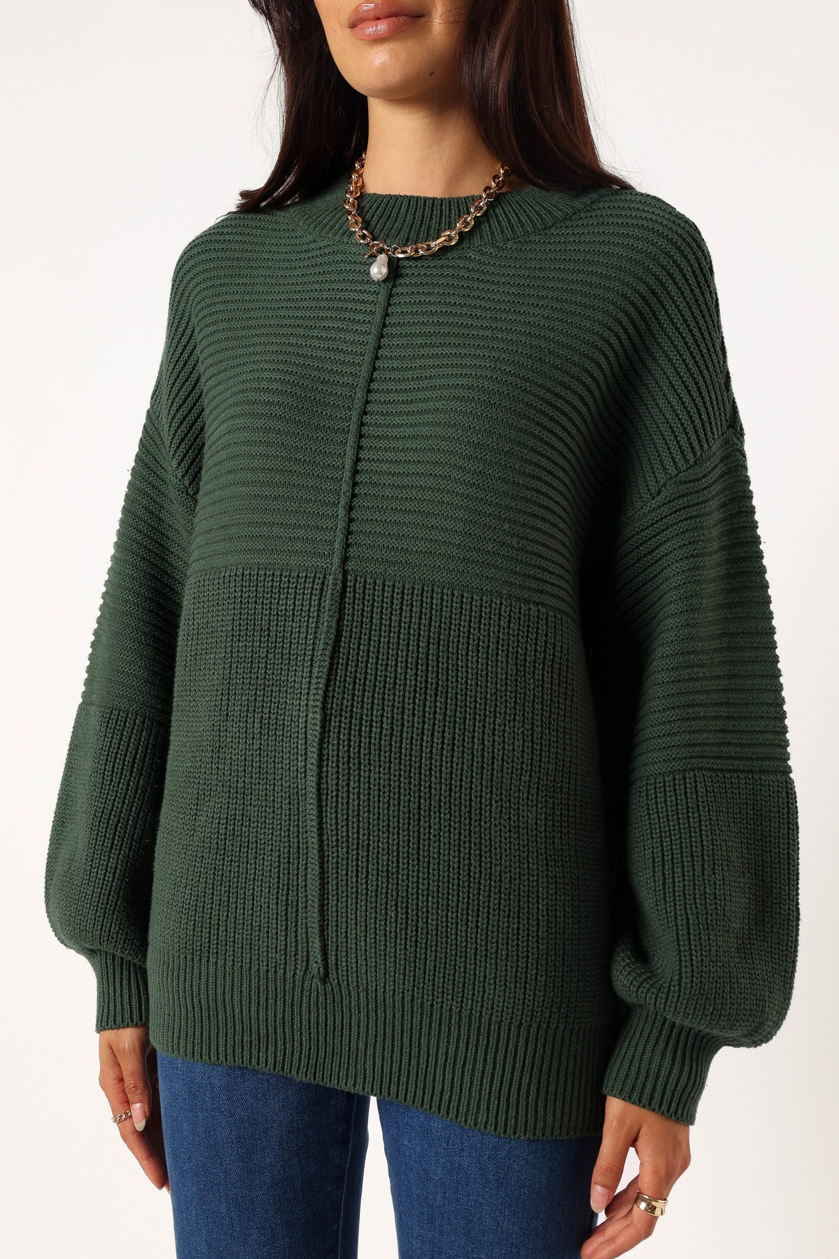 Meredith Ribbed Crewneck Knit Sweater - Green - Image 9