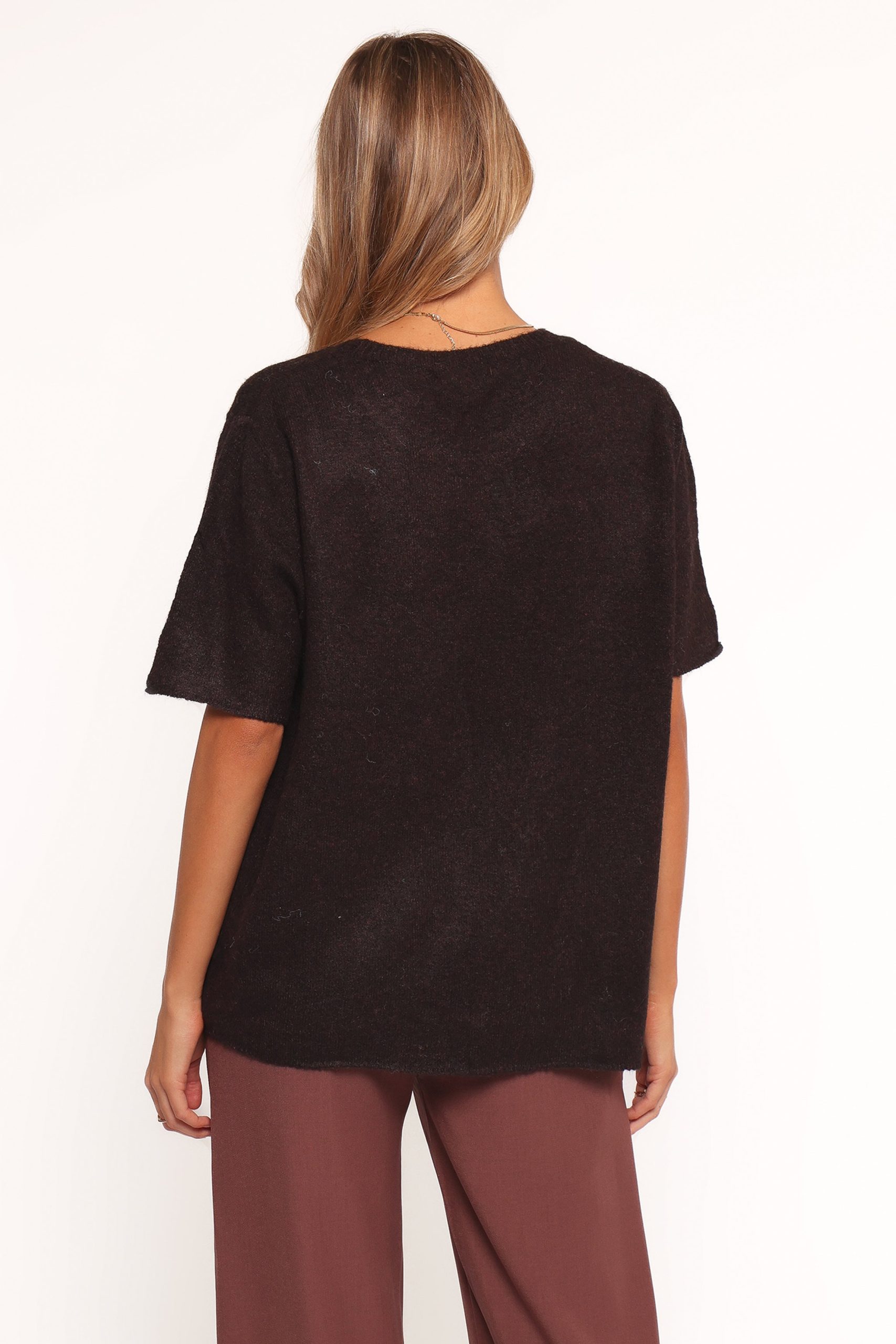 Morris Short Sleeve Oversized Sweater Tee - Dark Chocolate - Image 4
