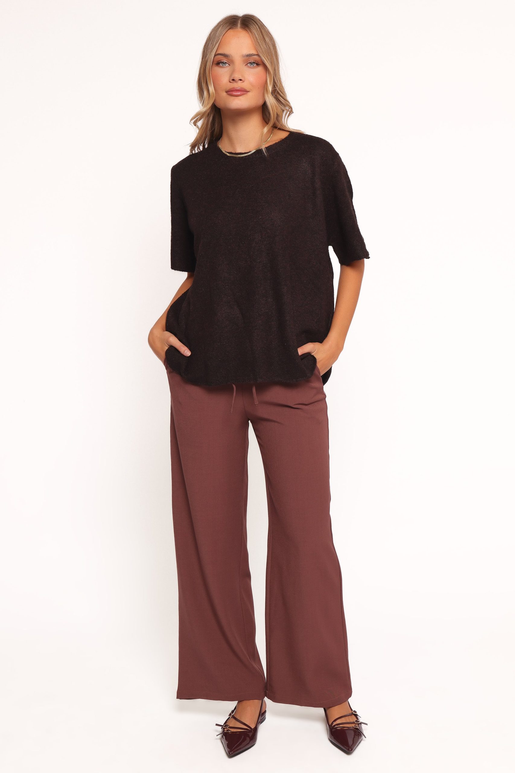Morris Short Sleeve Oversized Sweater Tee - Dark Chocolate - Image 5