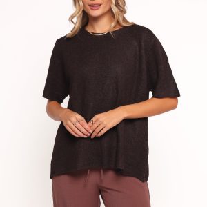 Morris Short Sleeve Oversized Sweater Tee - Dark Chocolate