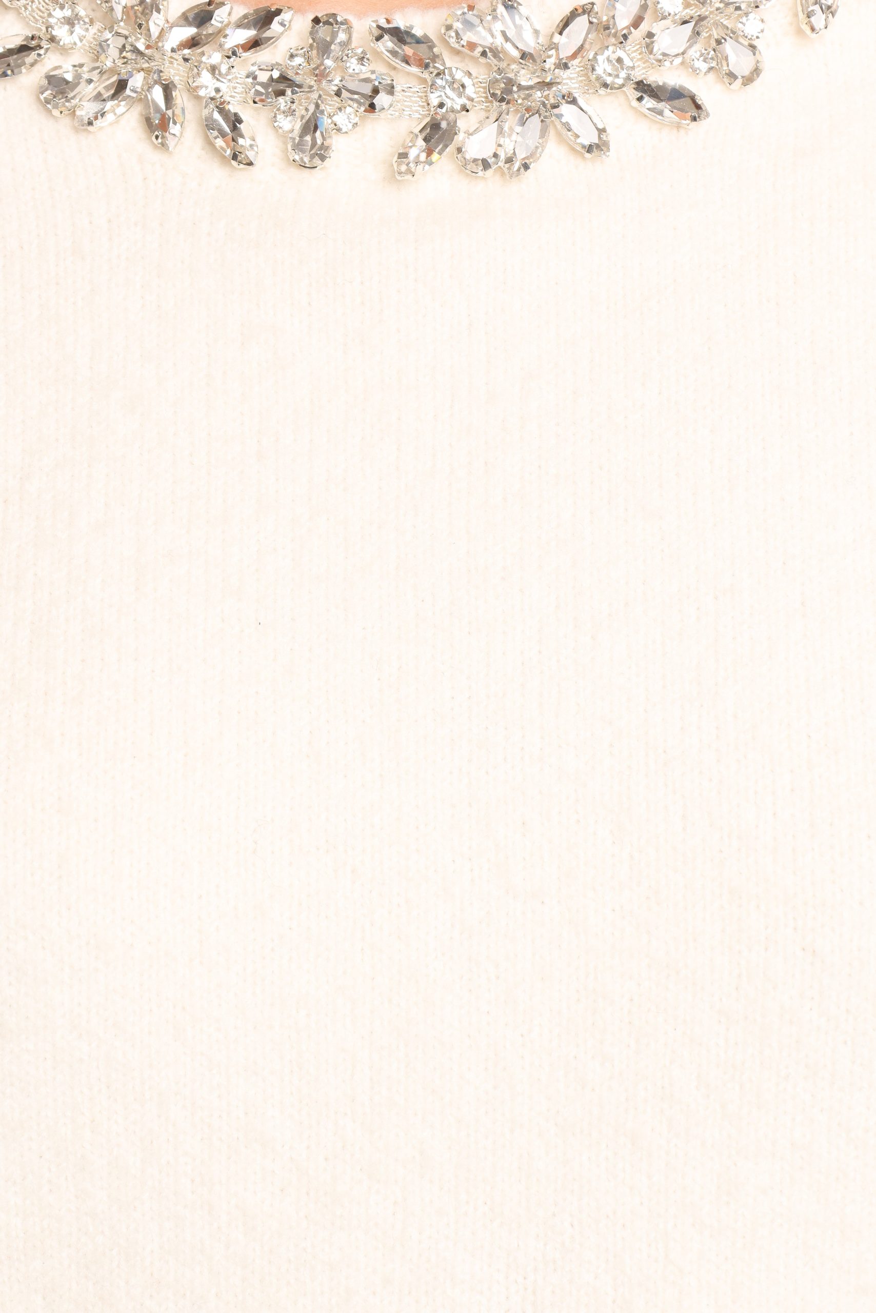 Orlana Embellished Neck Short Sleeve Sweater - Cream - Image 7