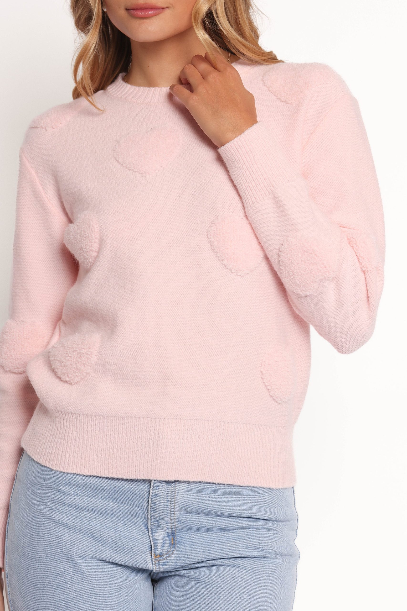 Orlenda Heart Knit Sweater - Pale Pink - Image 3