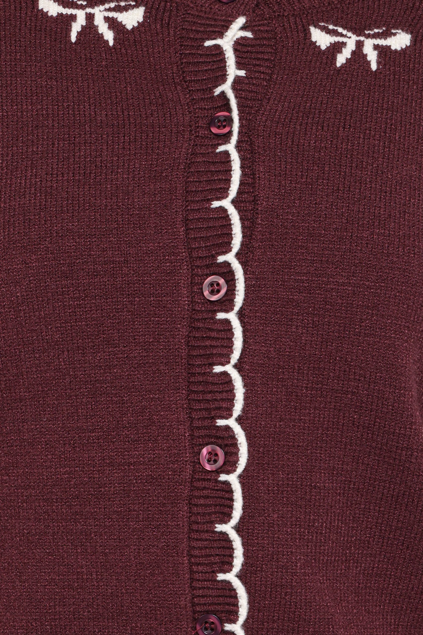 Payton Bow Scallop Cardigan - Plum - Image 6