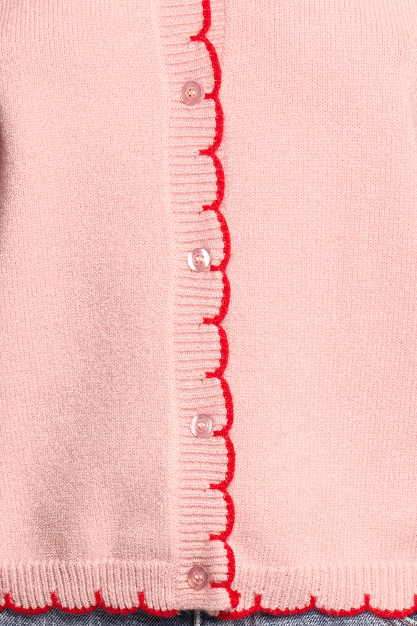 Payton Scallop Cardigan - Pink Red - Image 5