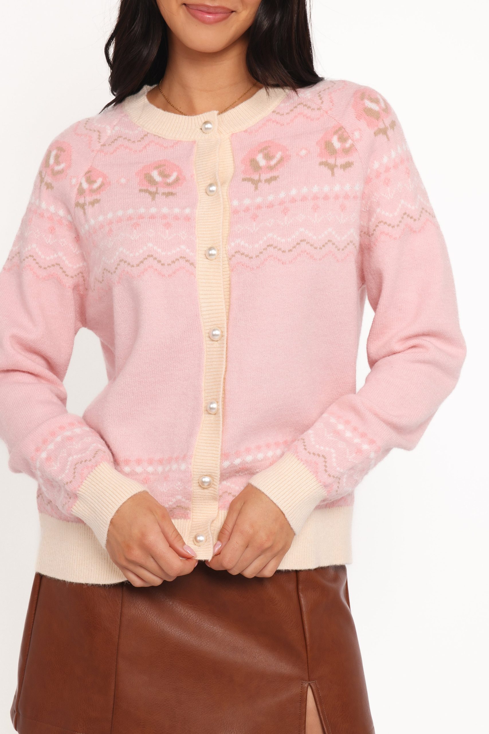 Poppi Fairisle Cardigan - Pink - Image 2