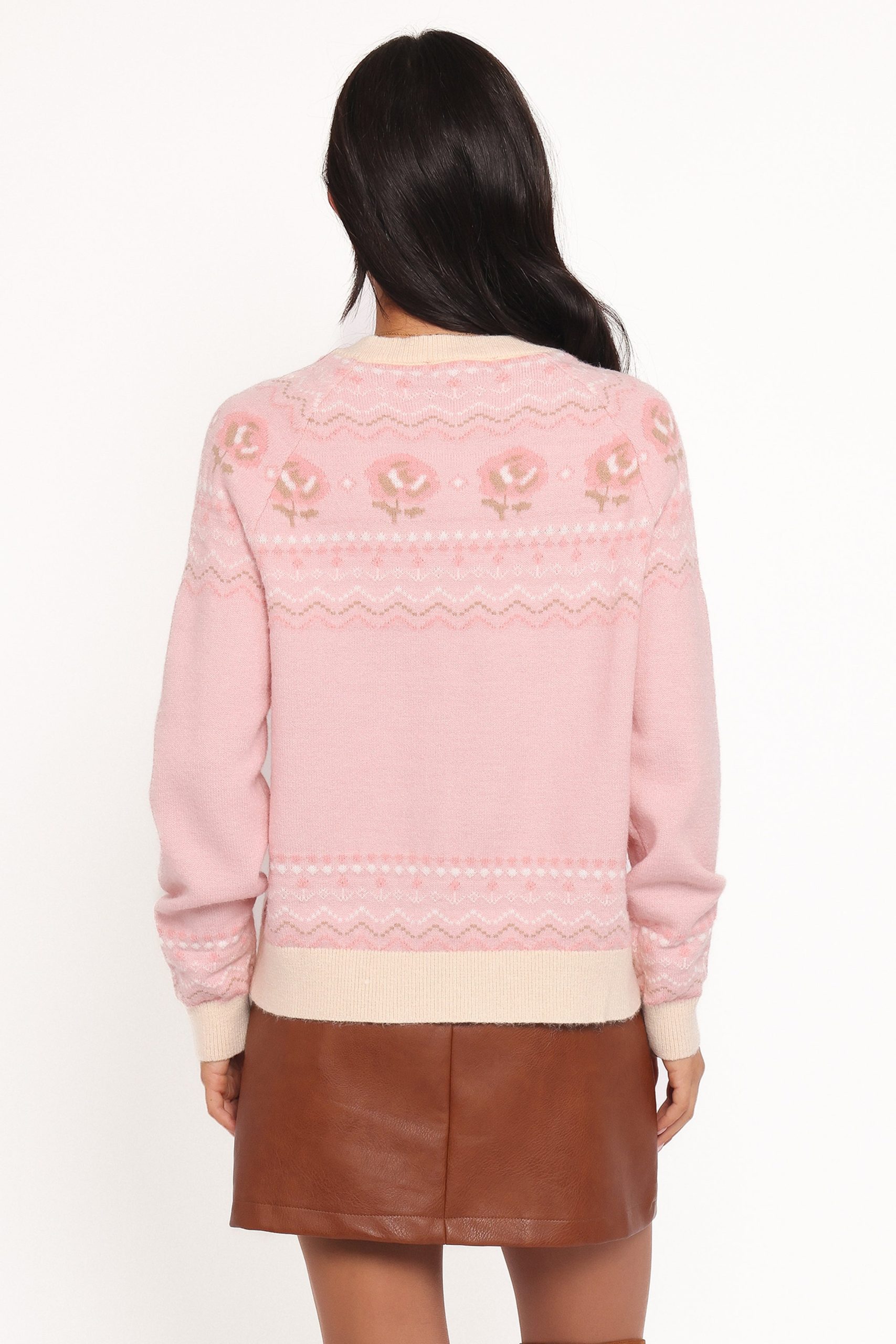 Poppi Fairisle Cardigan - Pink - Image 4