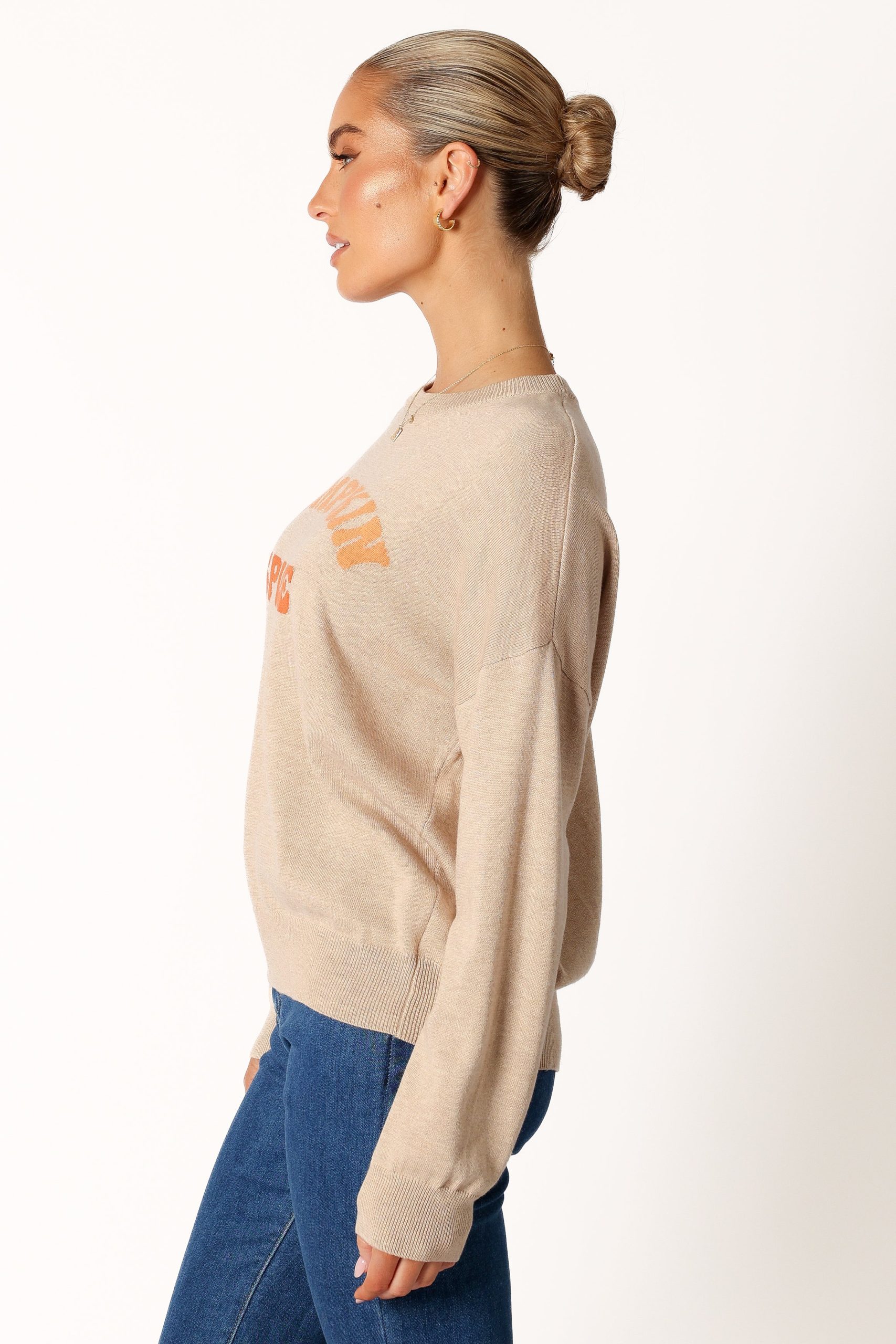 Pumpkin Spice Knit Sweater - Oatmeal - Image 5