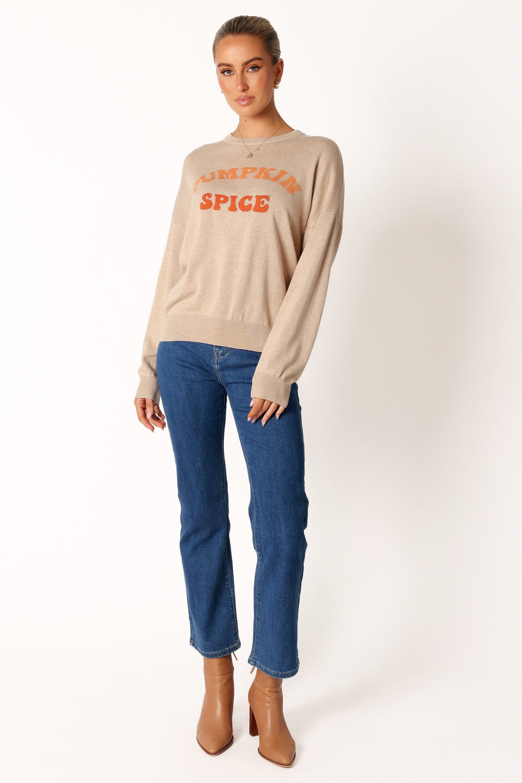 Pumpkin Spice Knit Sweater - Oatmeal - Image 9