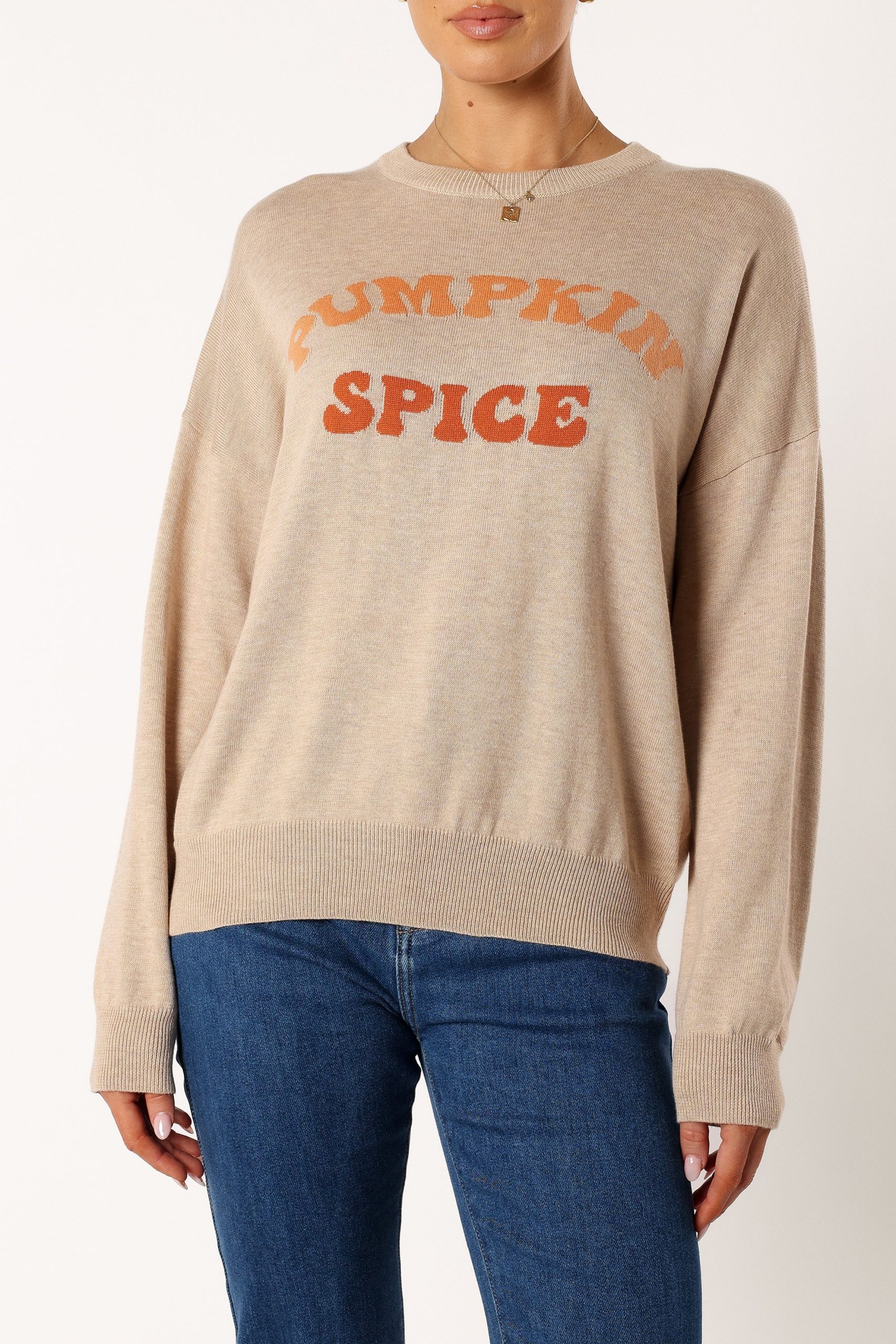 Pumpkin Spice Knit Sweater - Oatmeal - Image 11