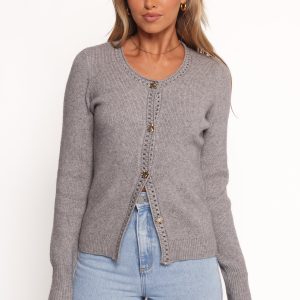 Quay Button Front Cardigan - Heather Grey