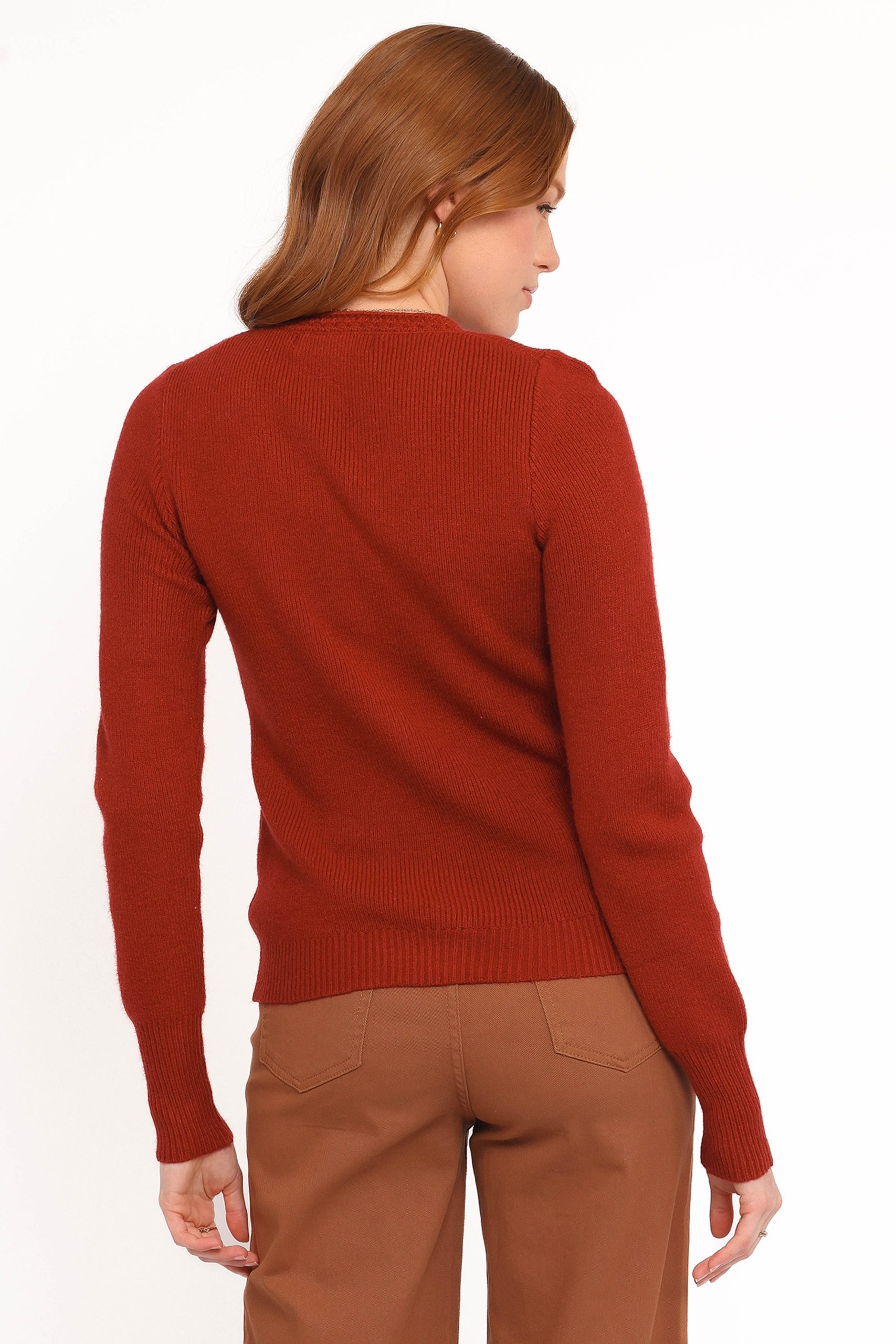 Quay Button Front Cardigan - Red - Image 4