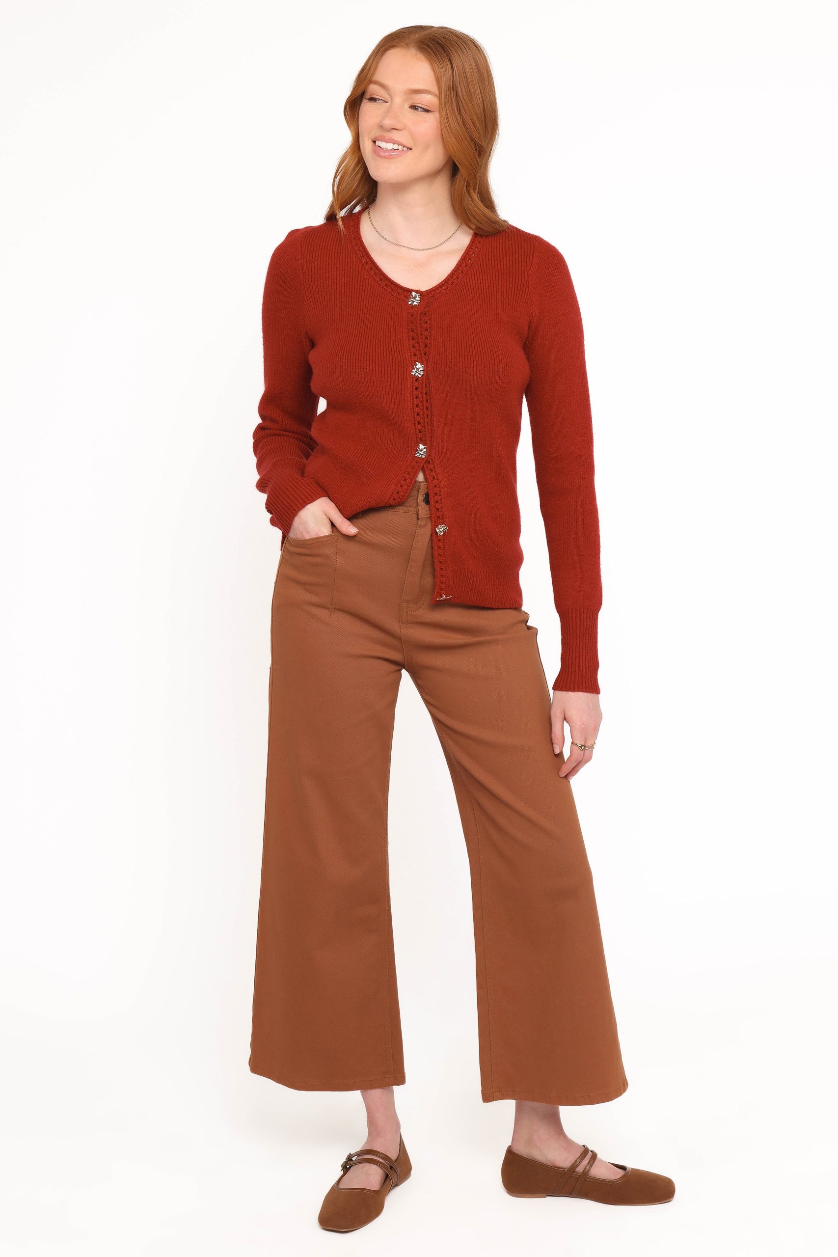 Quay Button Front Cardigan - Red - Image 6