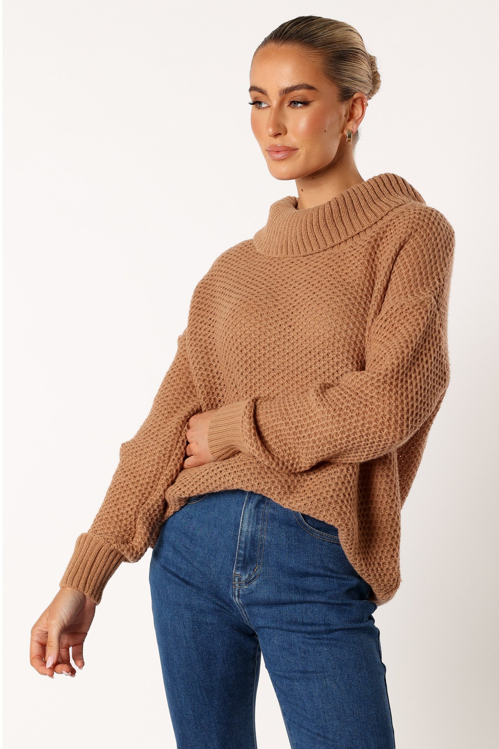Rayne Turtleneck Knit Sweater - Beige - Image 2