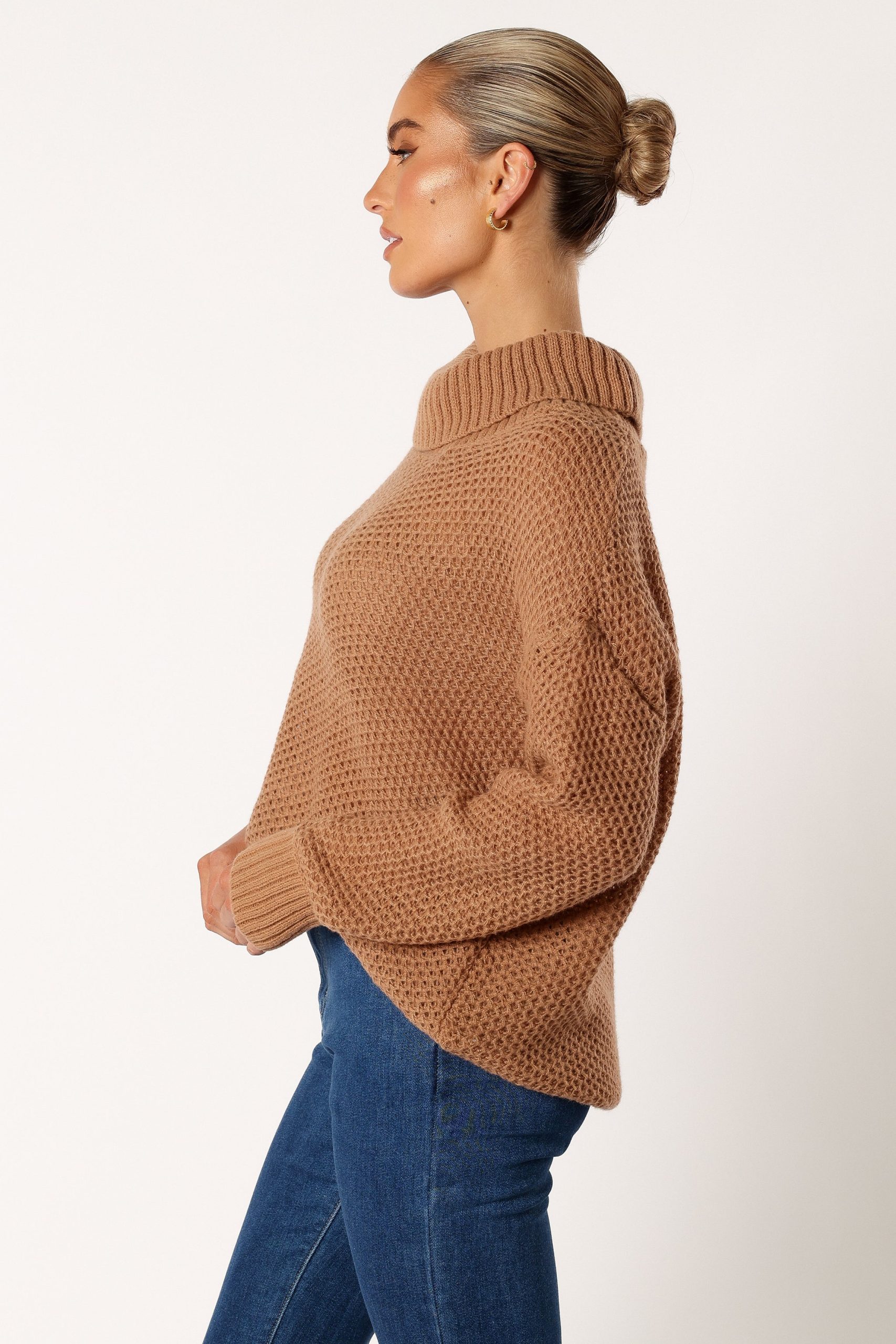 Rayne Turtleneck Knit Sweater - Beige - Image 3