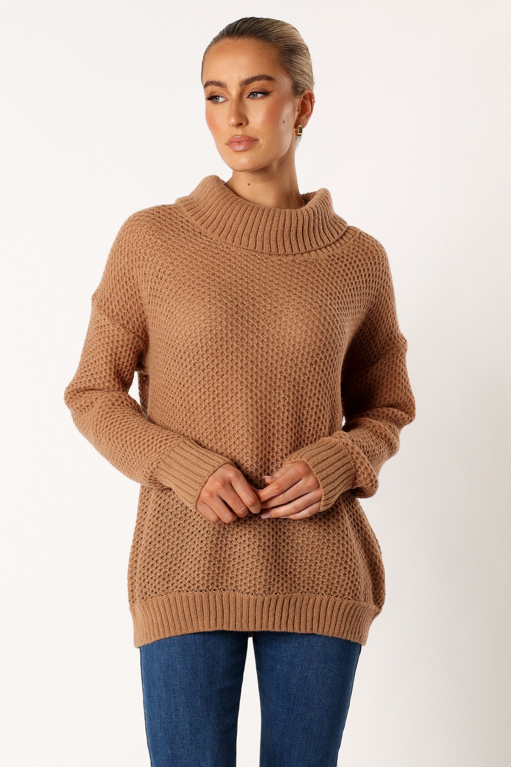Rayne Turtleneck Knit Sweater - Beige - Image 5