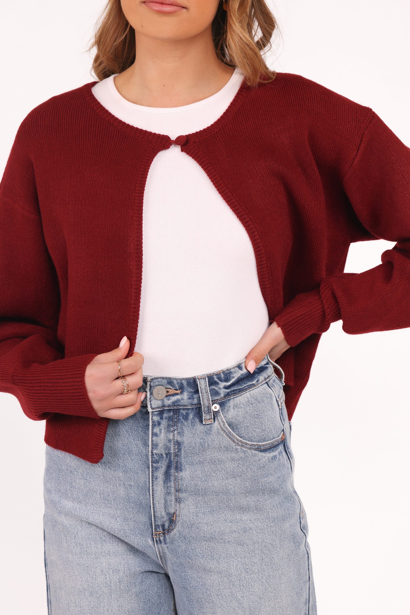 Ripley Knit Cardigan - Berry - Image 2