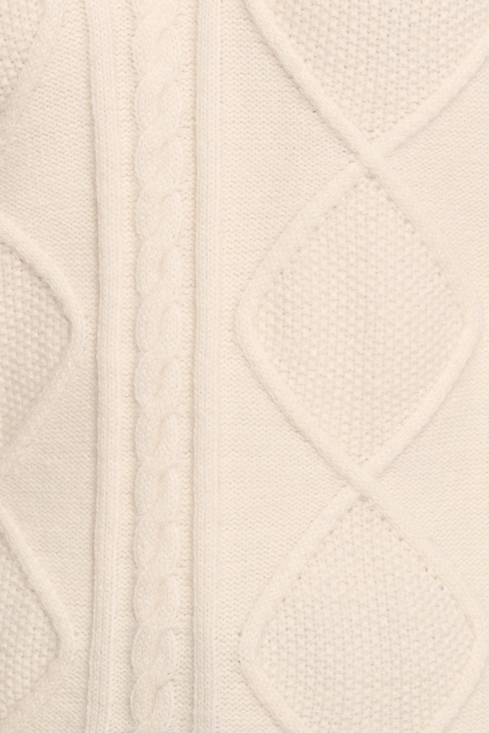 Robbie Collar Neck Cable Knit Sweater - Cream - Image 9