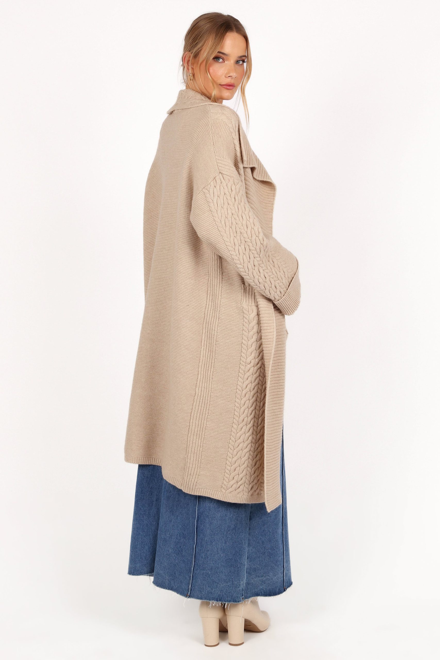 Soma Oversized Open Front Cardigan - Beige - Image 8