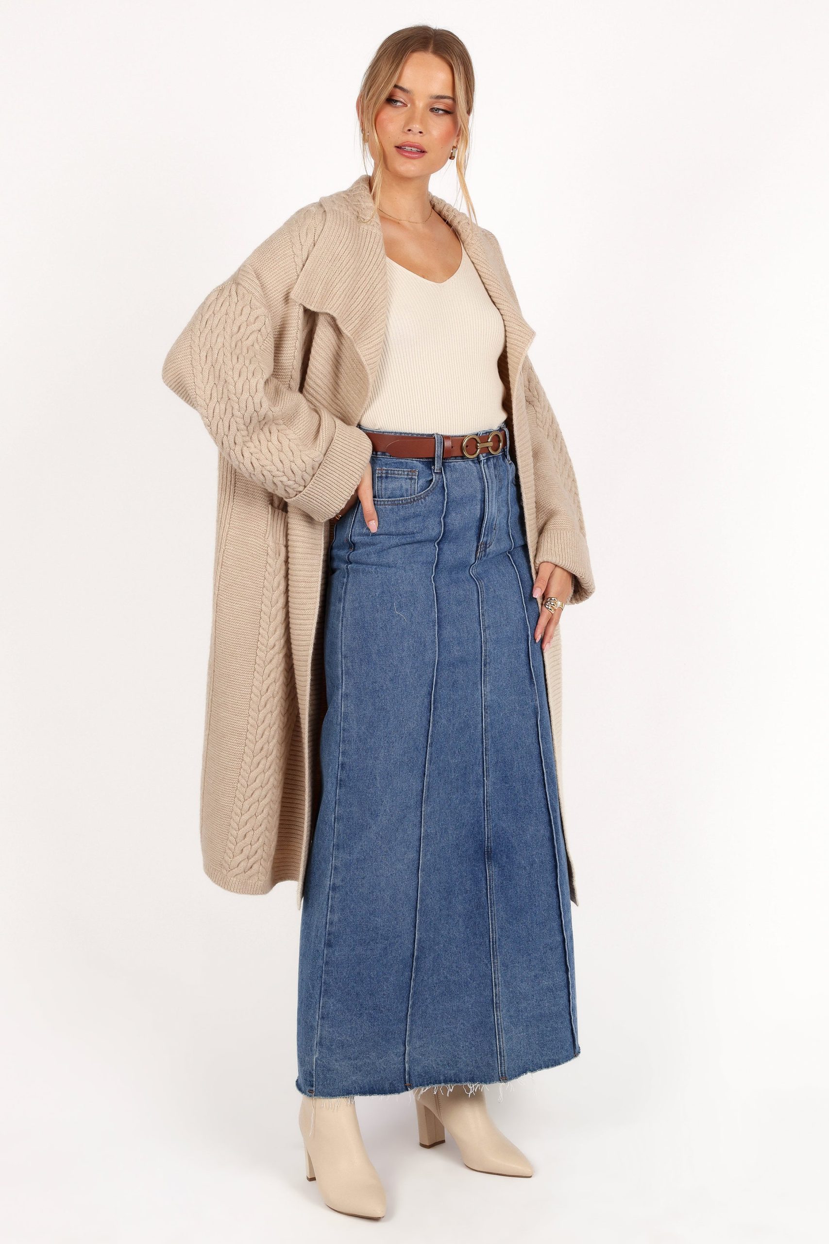 Soma Oversized Open Front Cardigan - Beige - Image 9