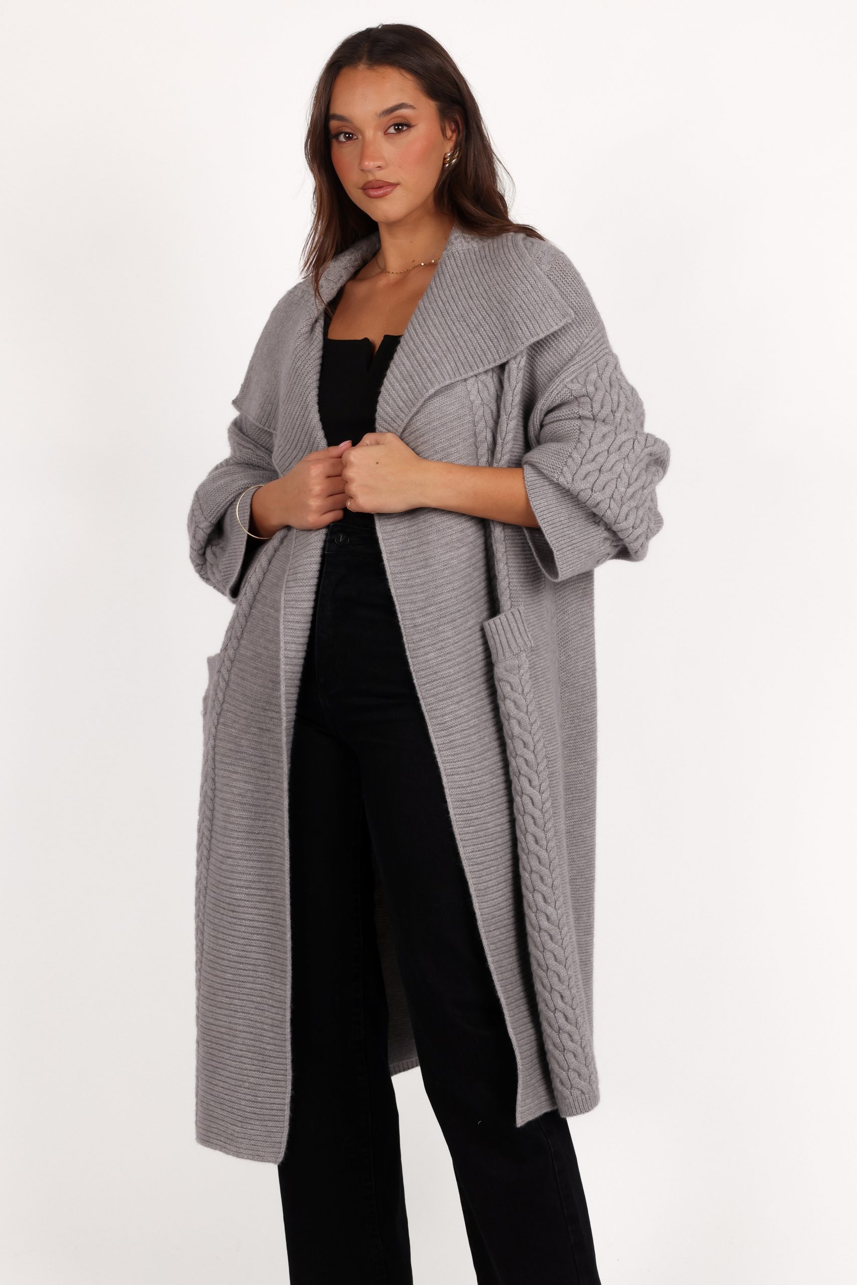 Soma Oversized Open Front Cardigan - Grey - Image 3
