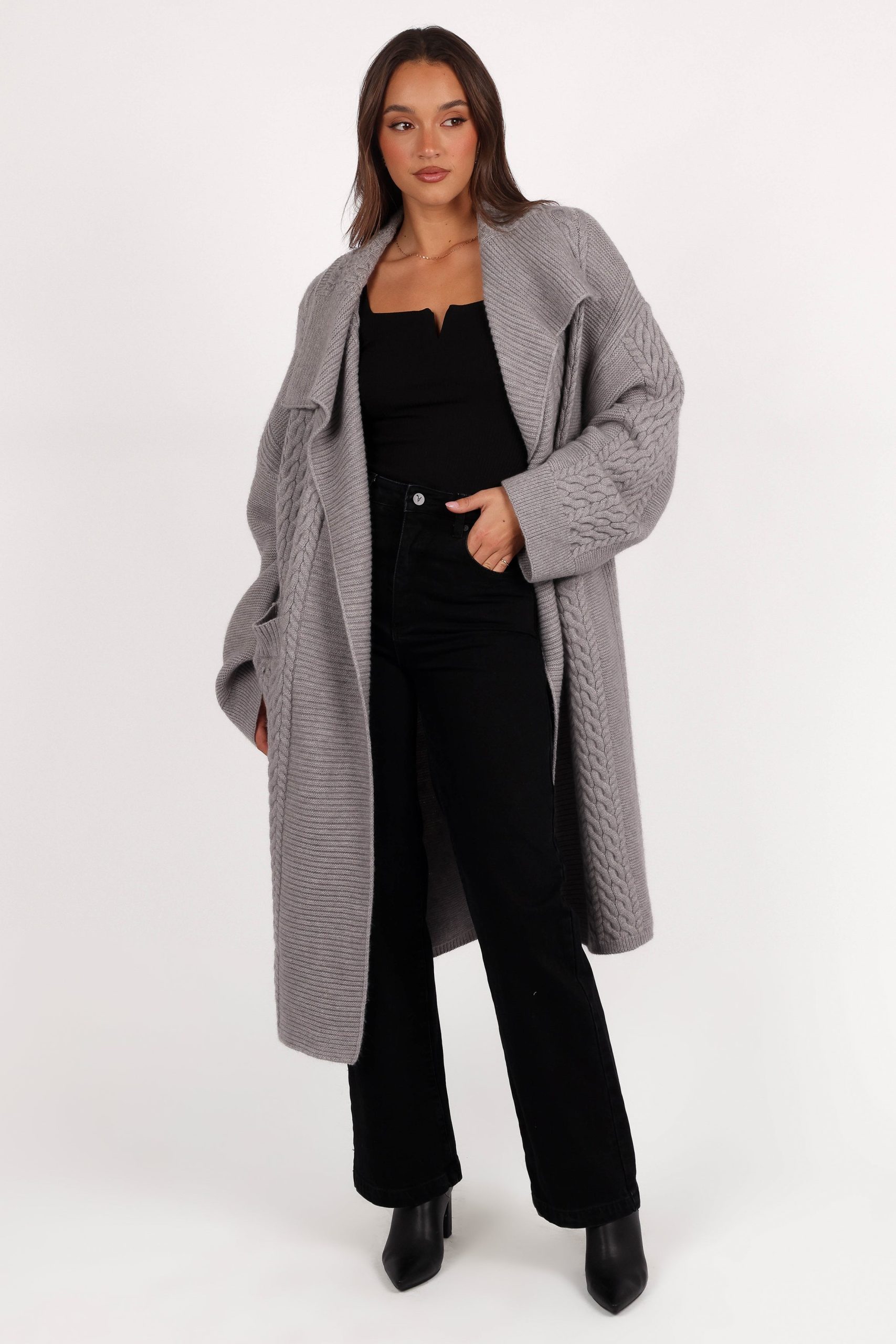 Soma Oversized Open Front Cardigan - Grey - Image 4