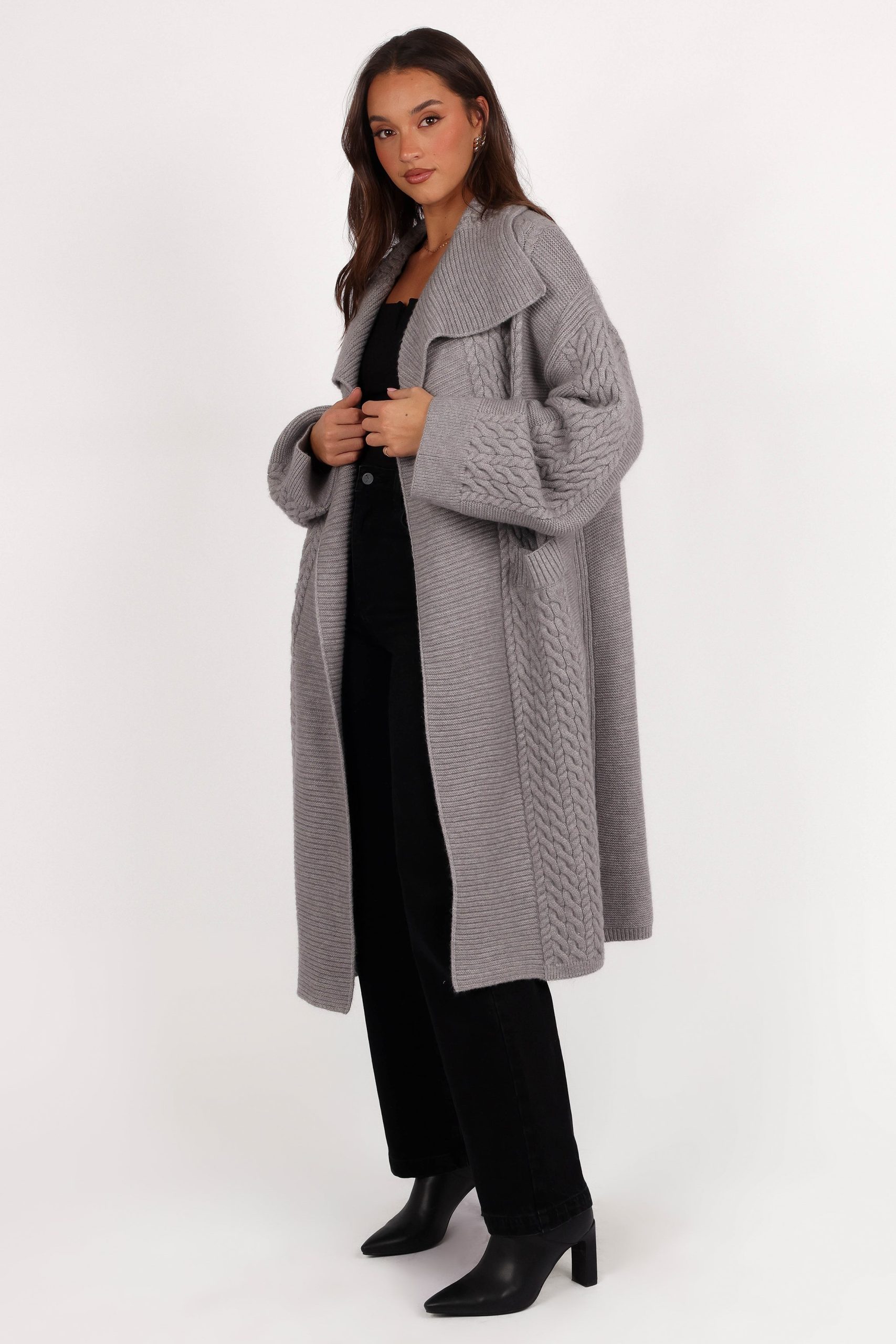 Soma Oversized Open Front Cardigan - Grey - Image 5