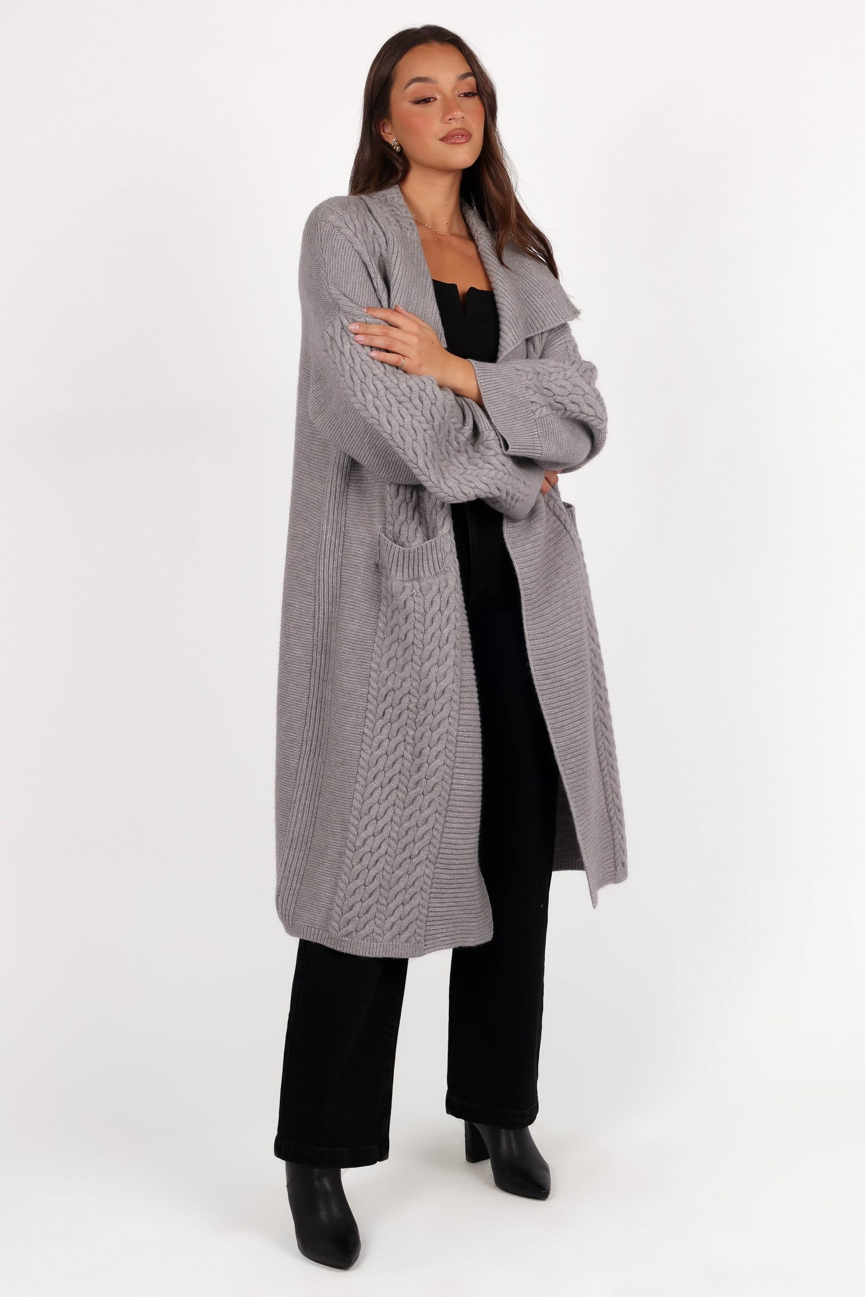 Soma Oversized Open Front Cardigan - Grey - Image 7
