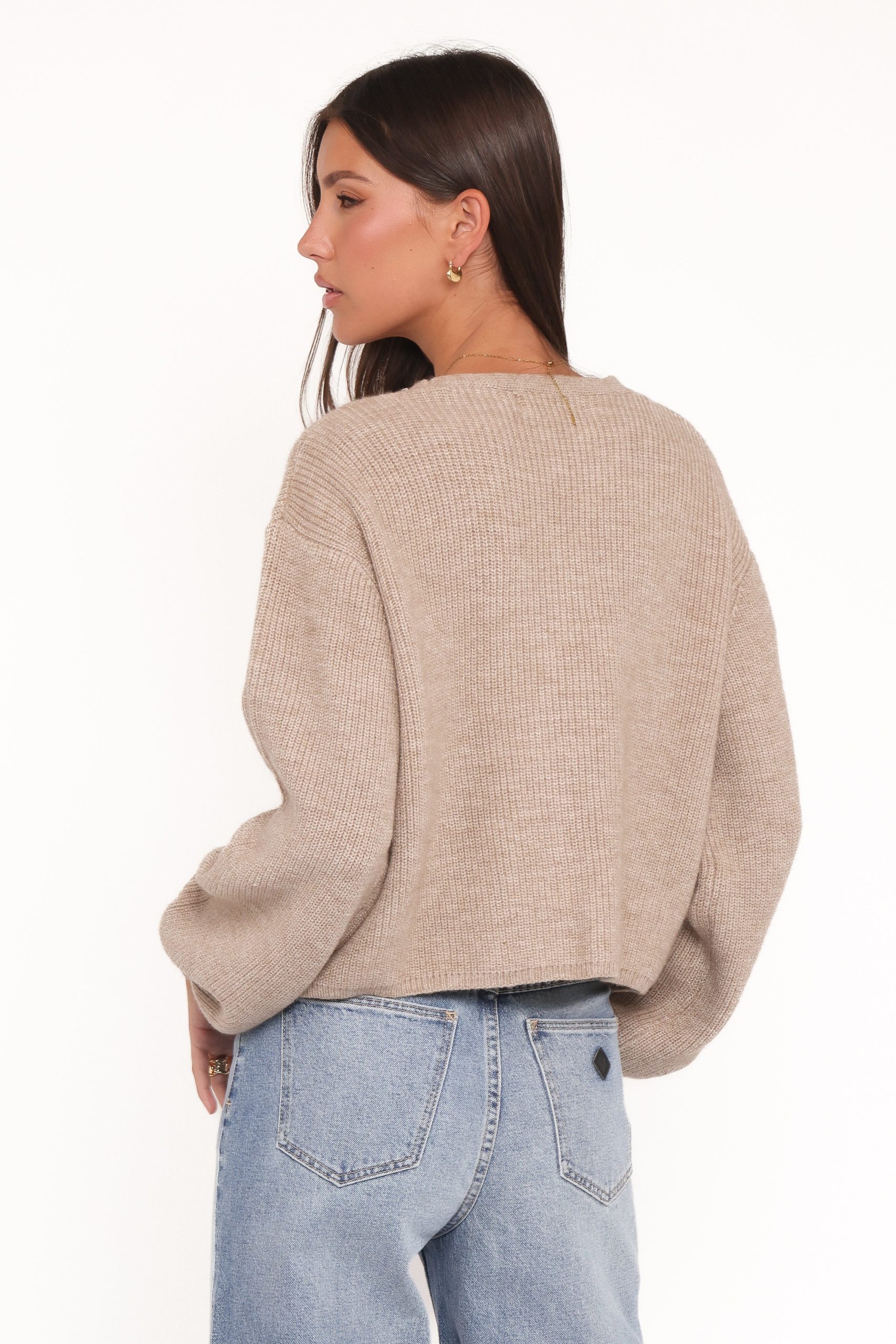 Sybil Button Front Cardigan - Mushroom - Image 3