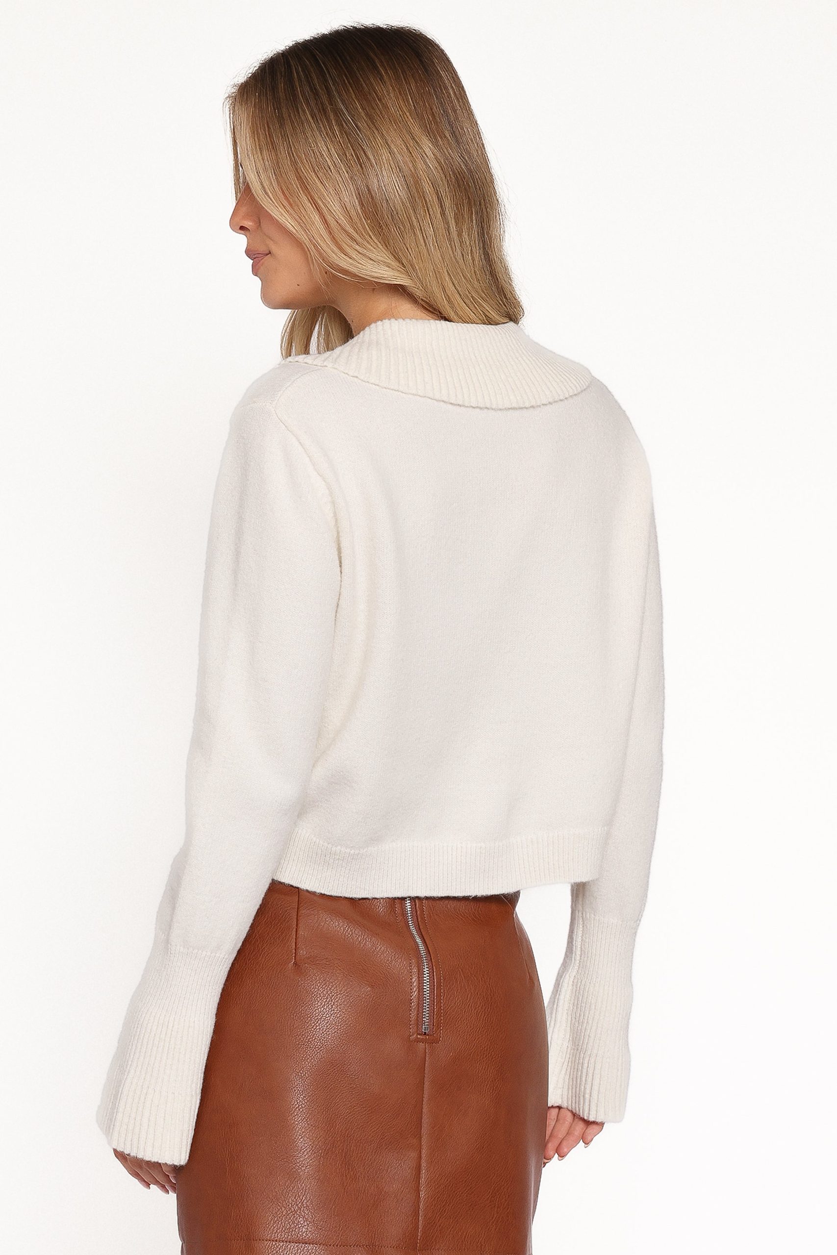 Thelma Trumpet Sleeve Cardigan - Cream - Image 4