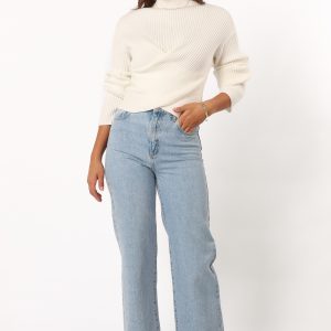 Tuilly Wrap Front Knit Sweater - Cream