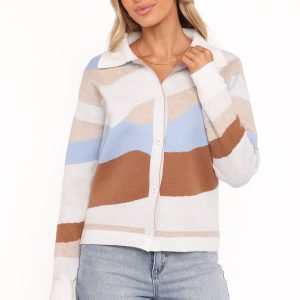 Tulula Abstract Print Cardigan - Cream