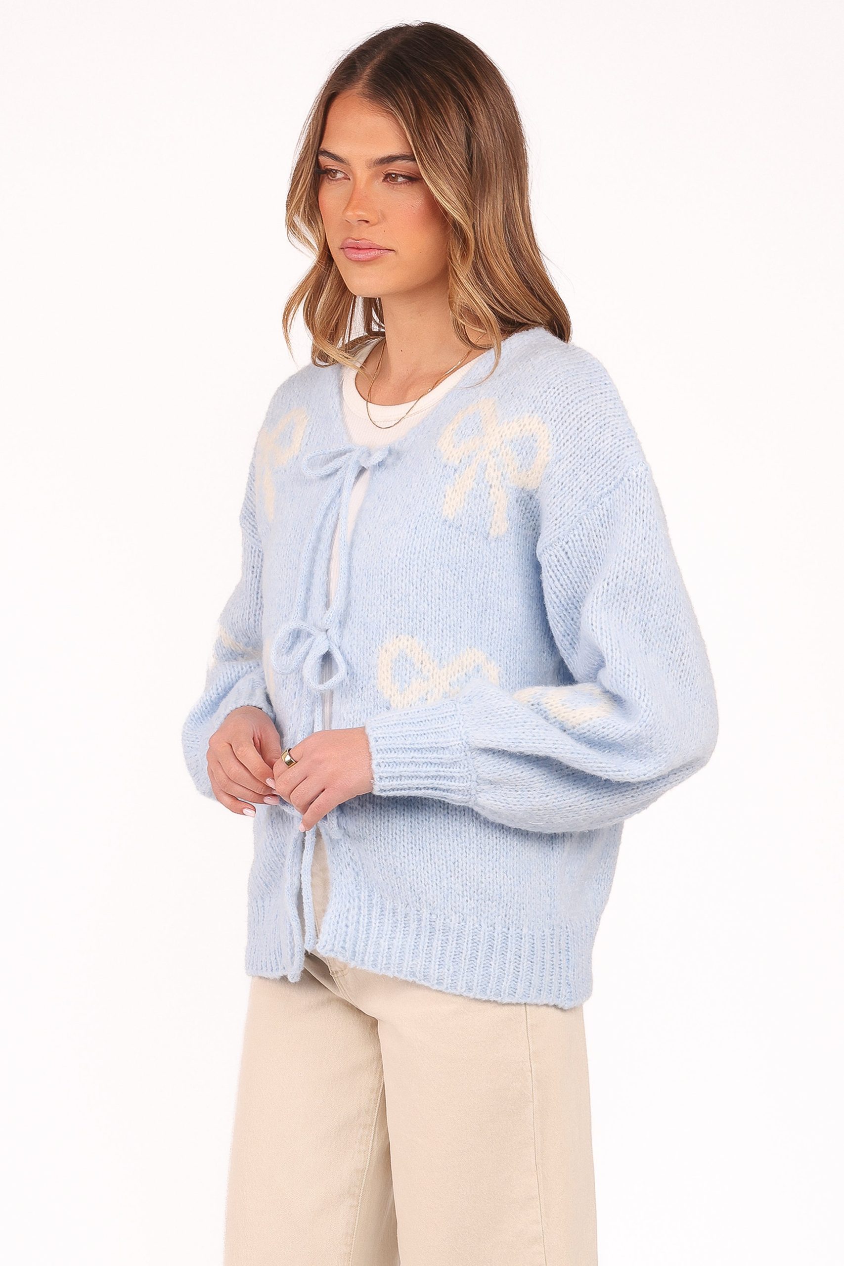 Vienna Bow Cardigan - Pale Blue - Image 4
