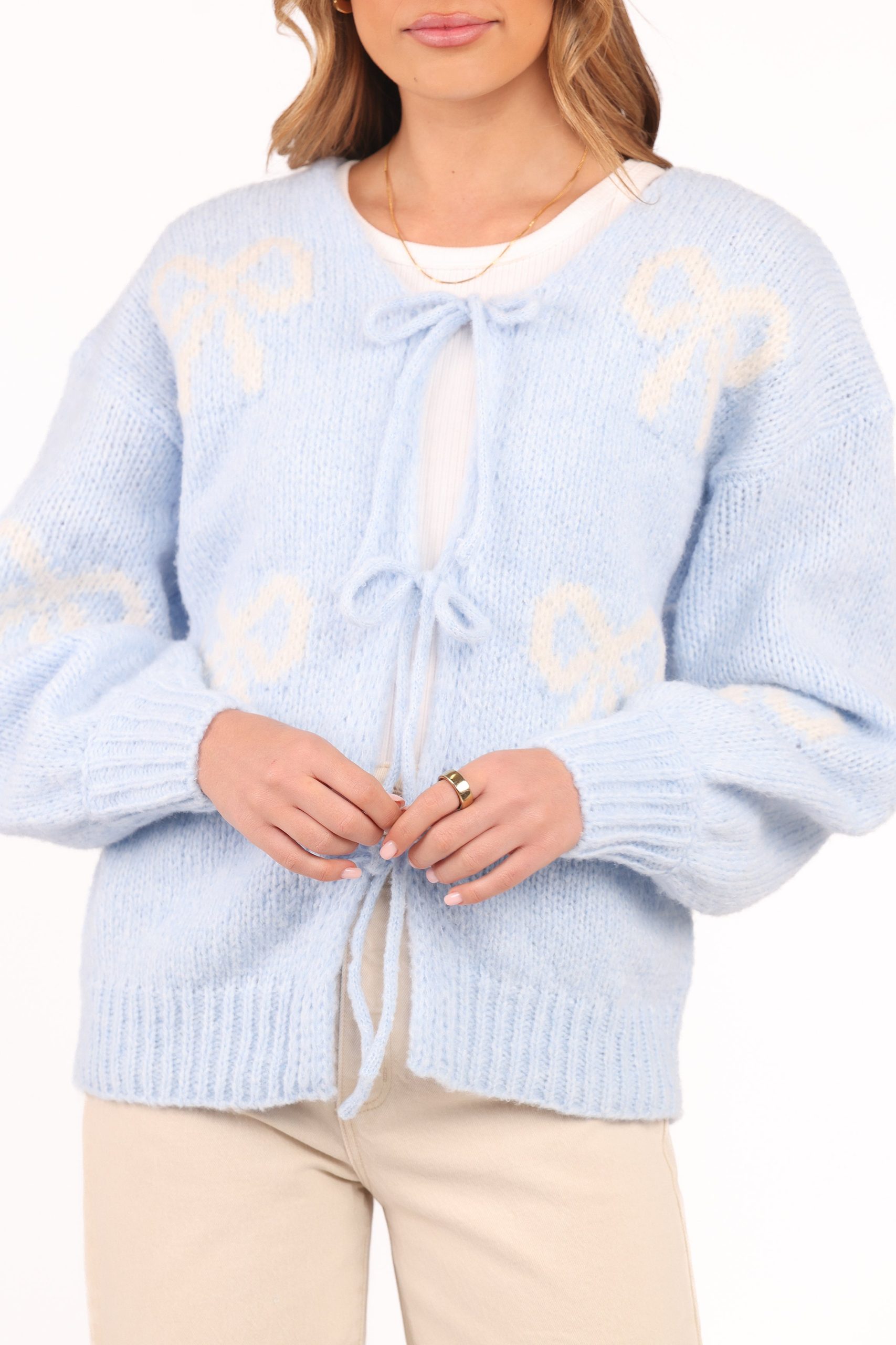 Vienna Bow Cardigan - Pale Blue - Image 3