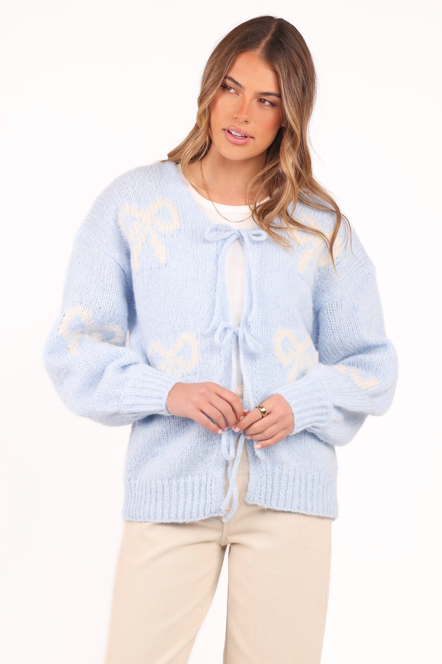 Vienna Bow Cardigan - Pale Blue - Image 2