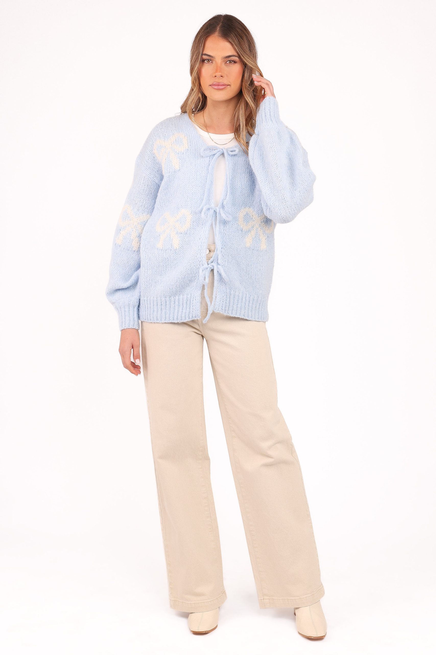 Vienna Bow Cardigan - Pale Blue - Image 6