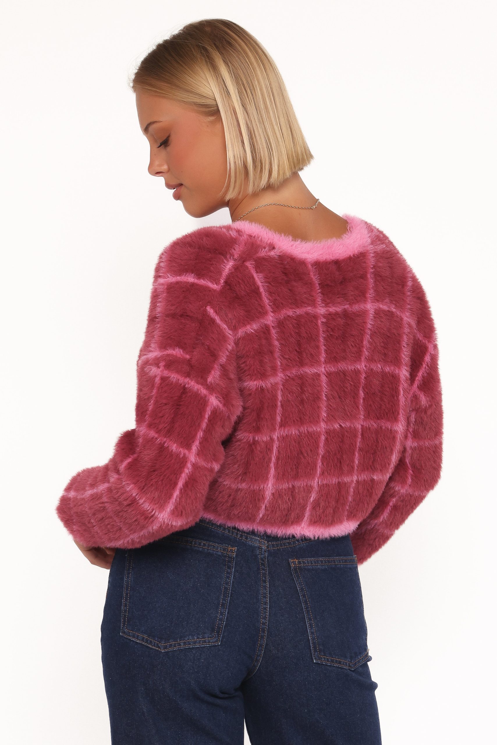 Viola Plaid Button Front Cardigan - Burgundy - Image 4