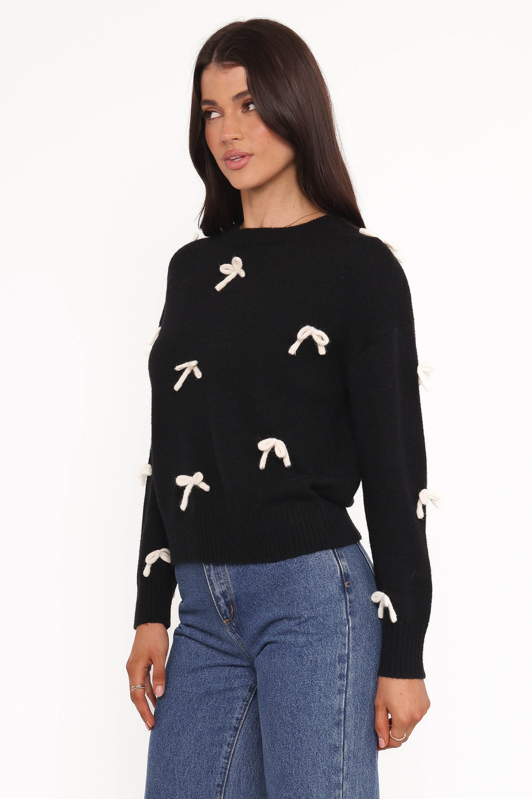 Voss Bow Knit Sweater - Black - Image 3