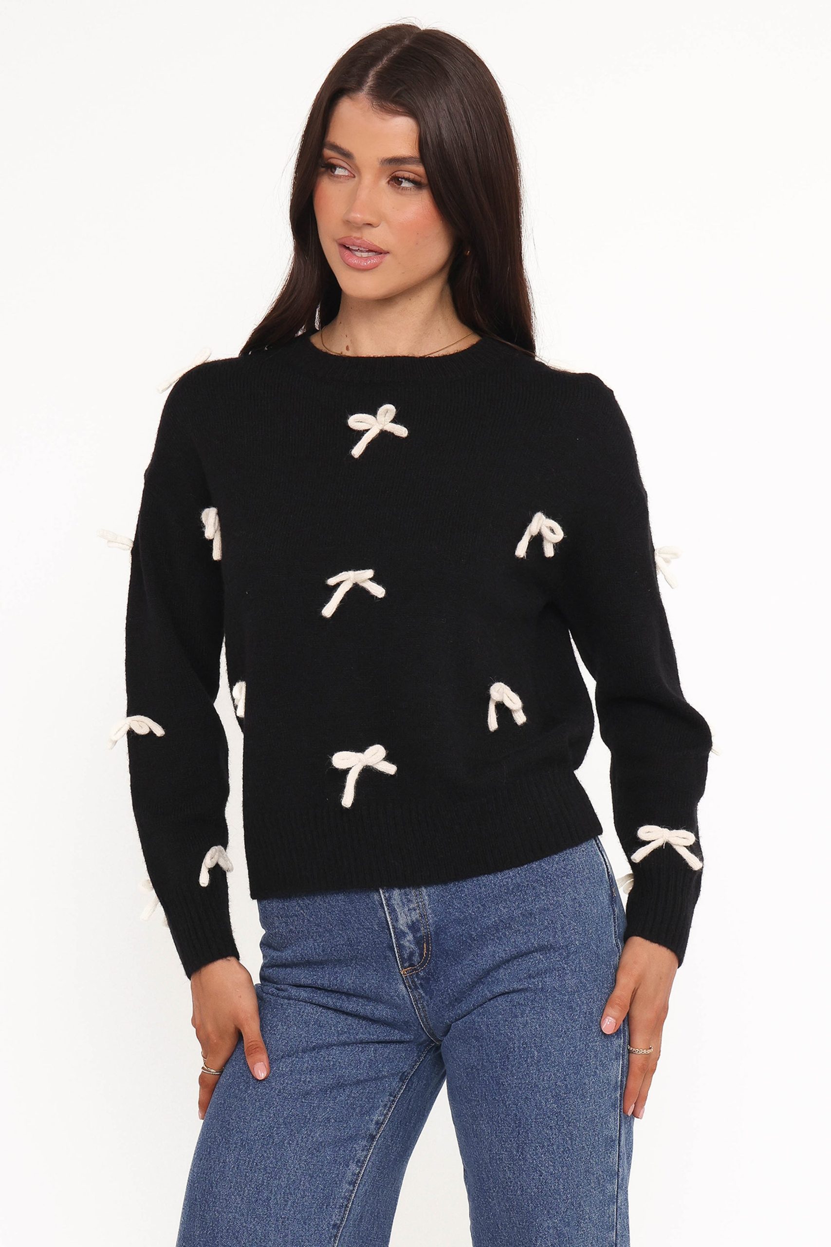 Voss Bow Knit Sweater - Black - Image 2
