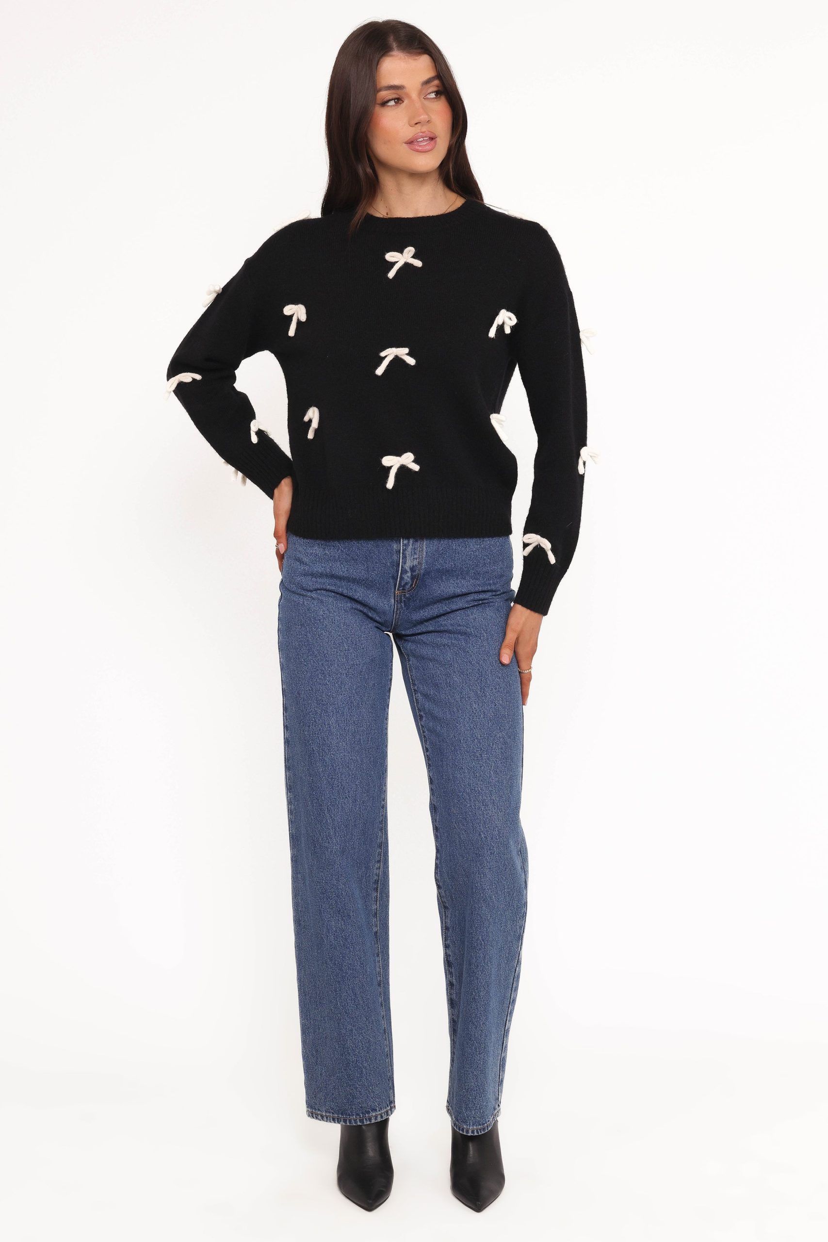 Voss Bow Knit Sweater - Black - Image 5