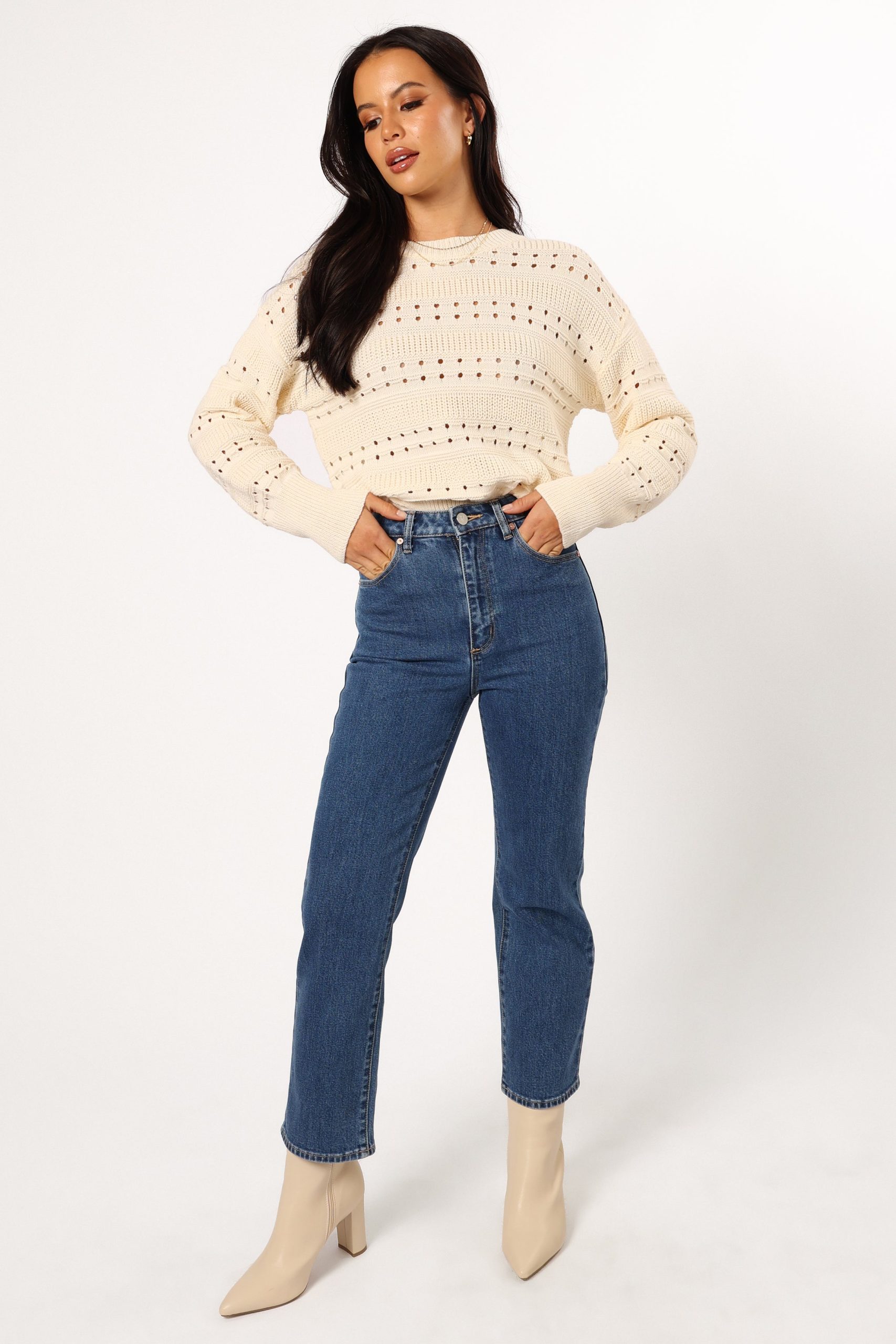 Watton Stripe Knit Sweater - Cream - Image 2