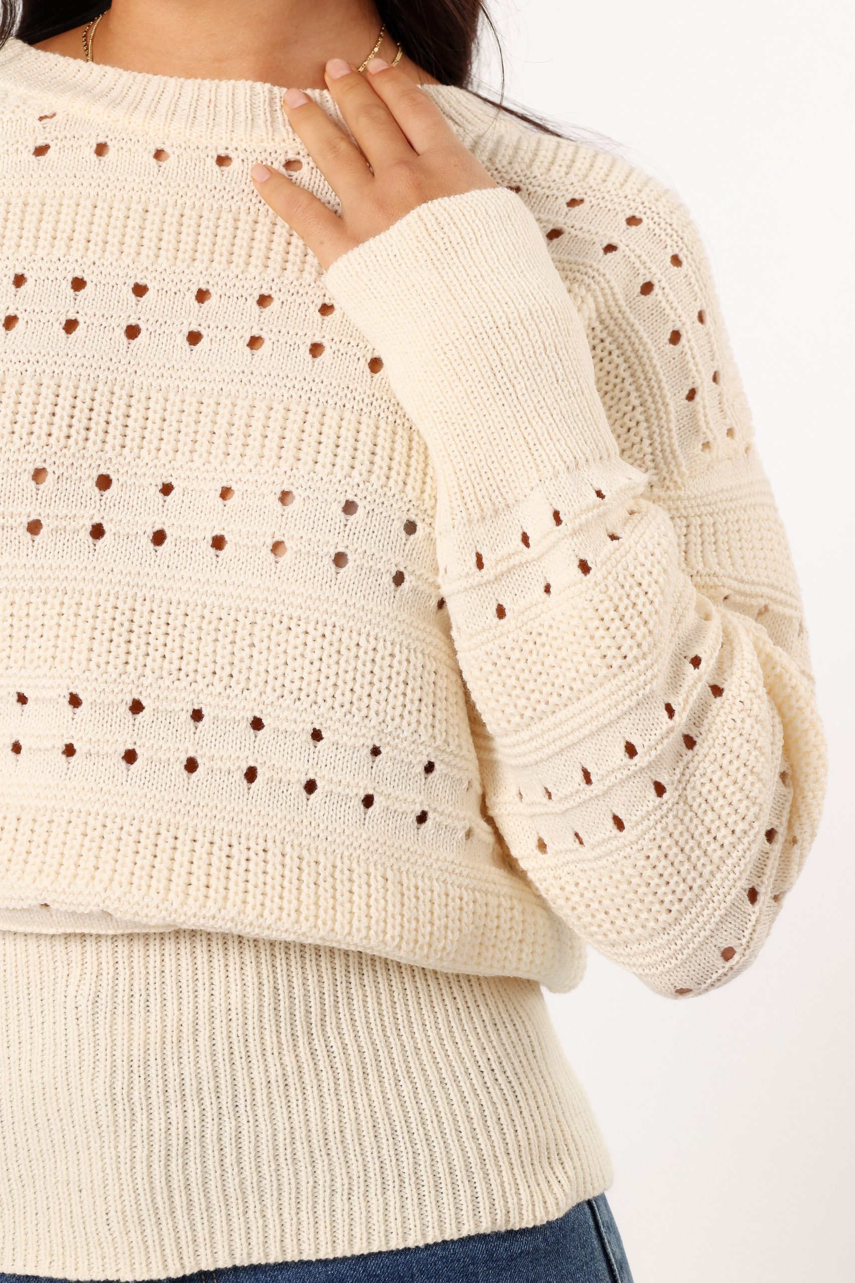 Watton Stripe Knit Sweater - Cream - Image 4