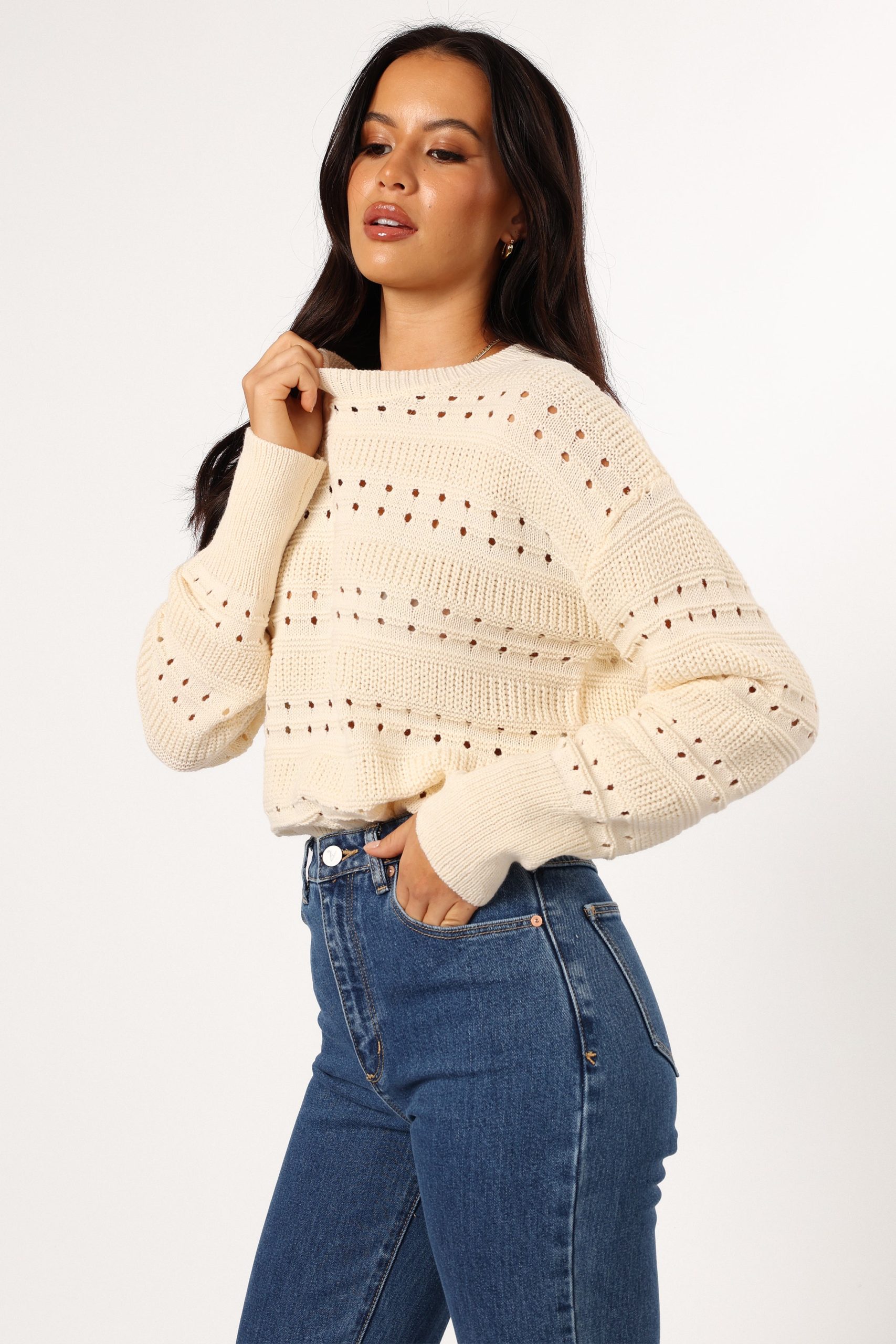 Watton Stripe Knit Sweater - Cream - Image 5