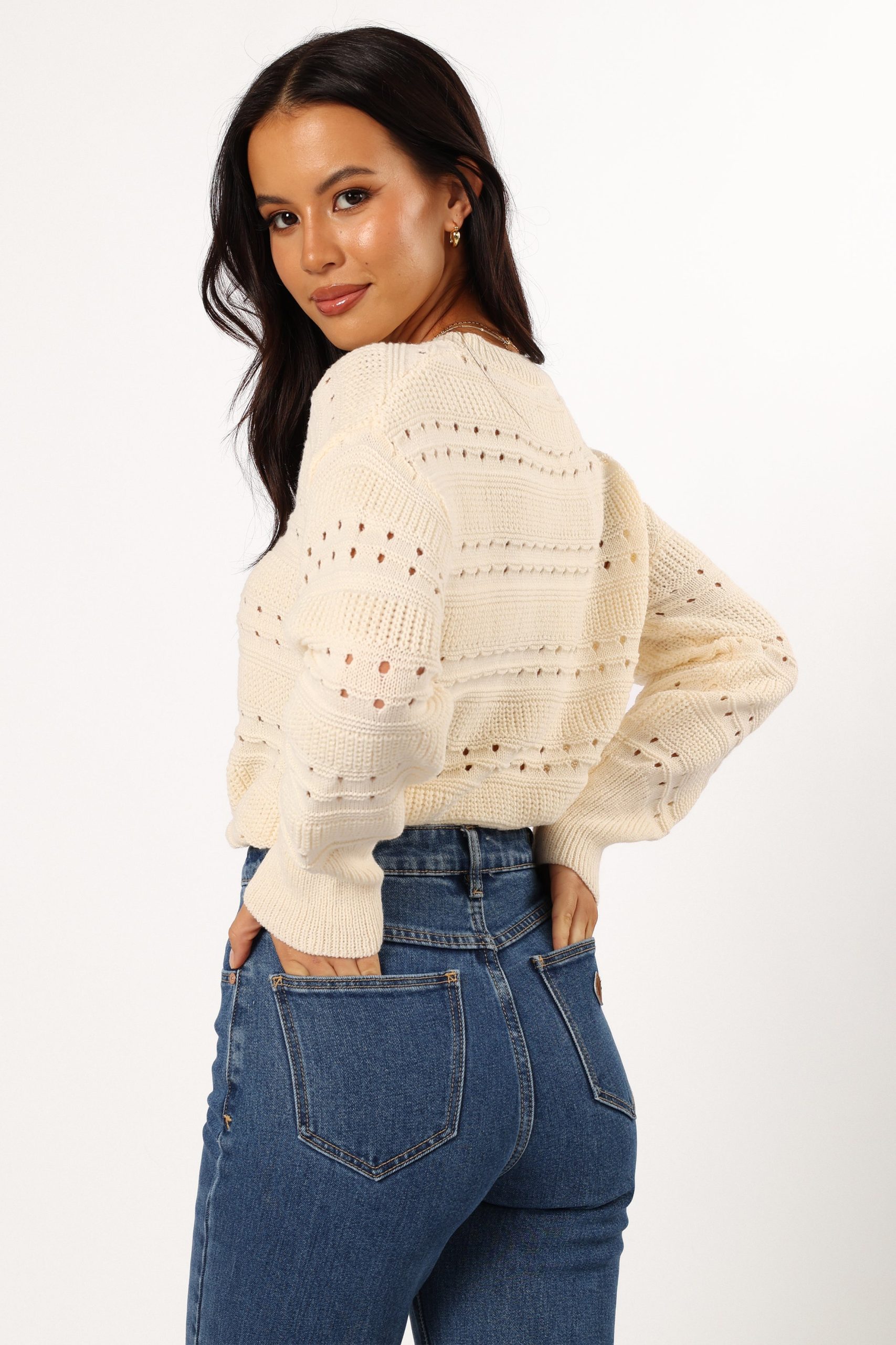Watton Stripe Knit Sweater - Cream - Image 6
