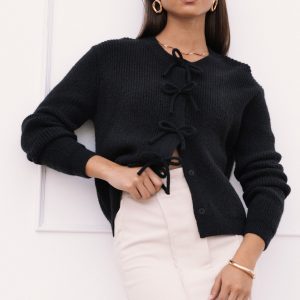 Wilde Bow Front Cardigan - Black