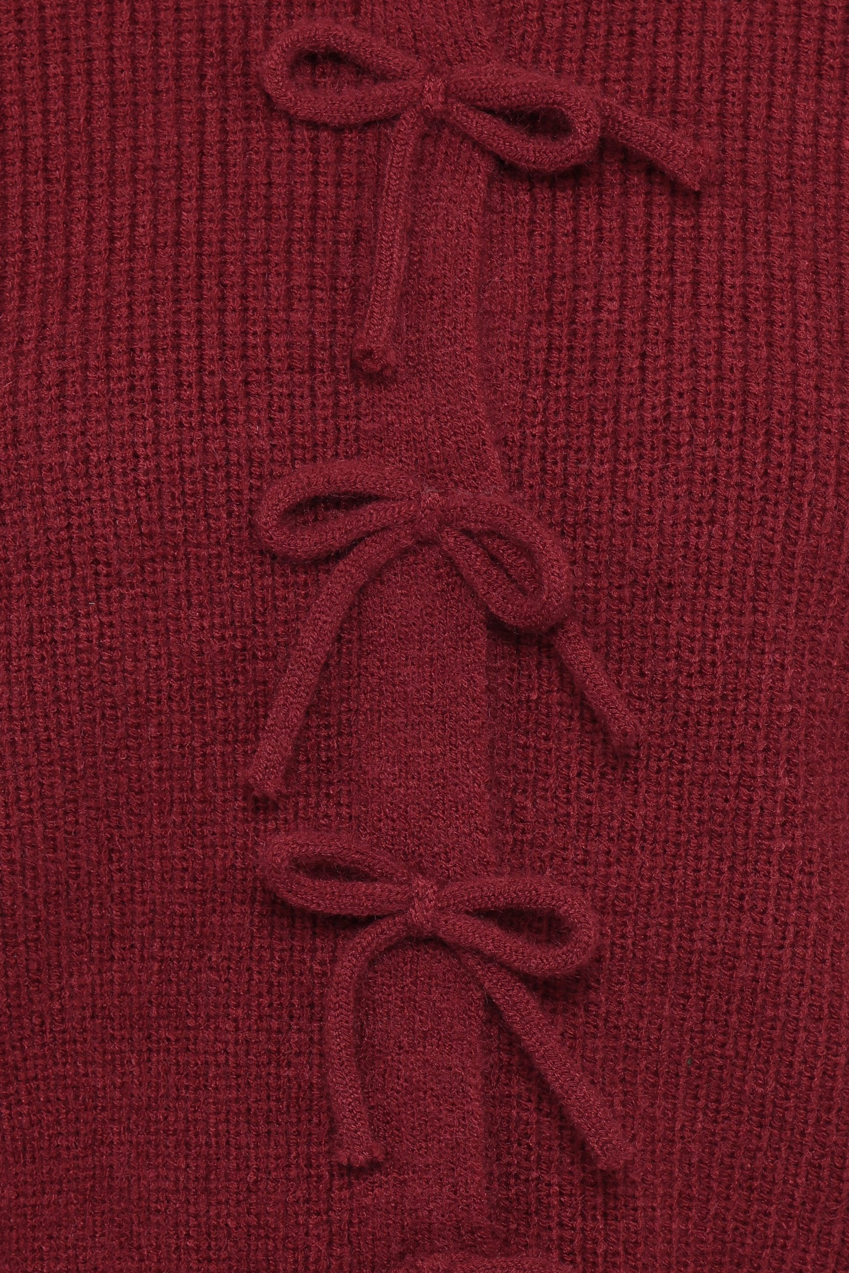 Wilde Bow Front Cardigan - Burgundy - Image 6